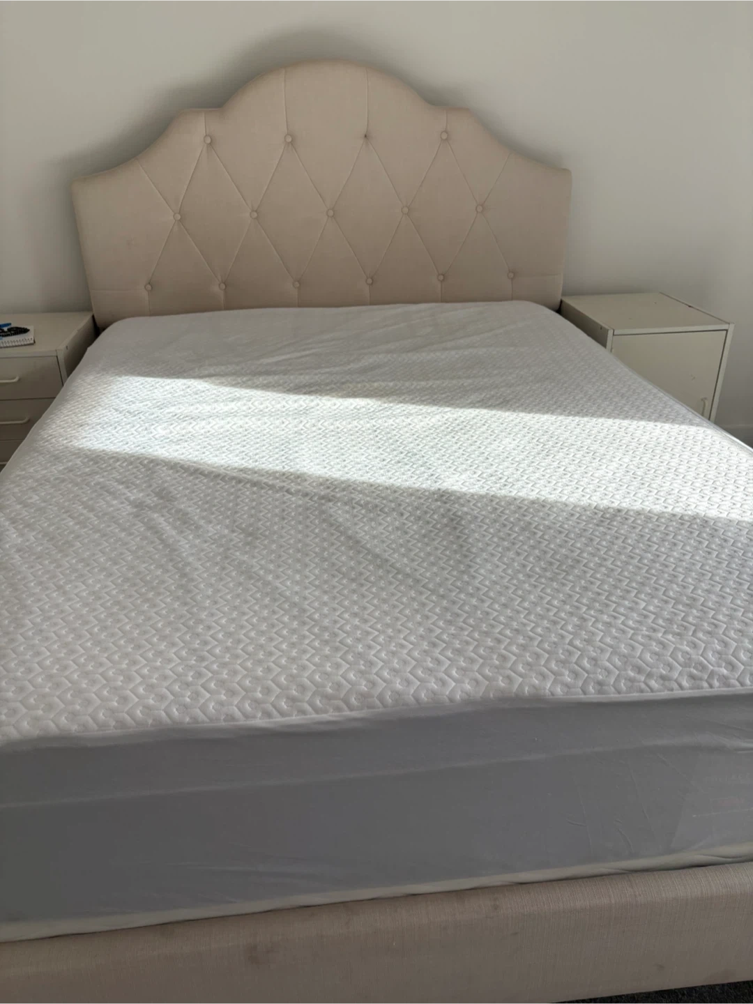 Queen Size mattress and Bed Frame with Headboard