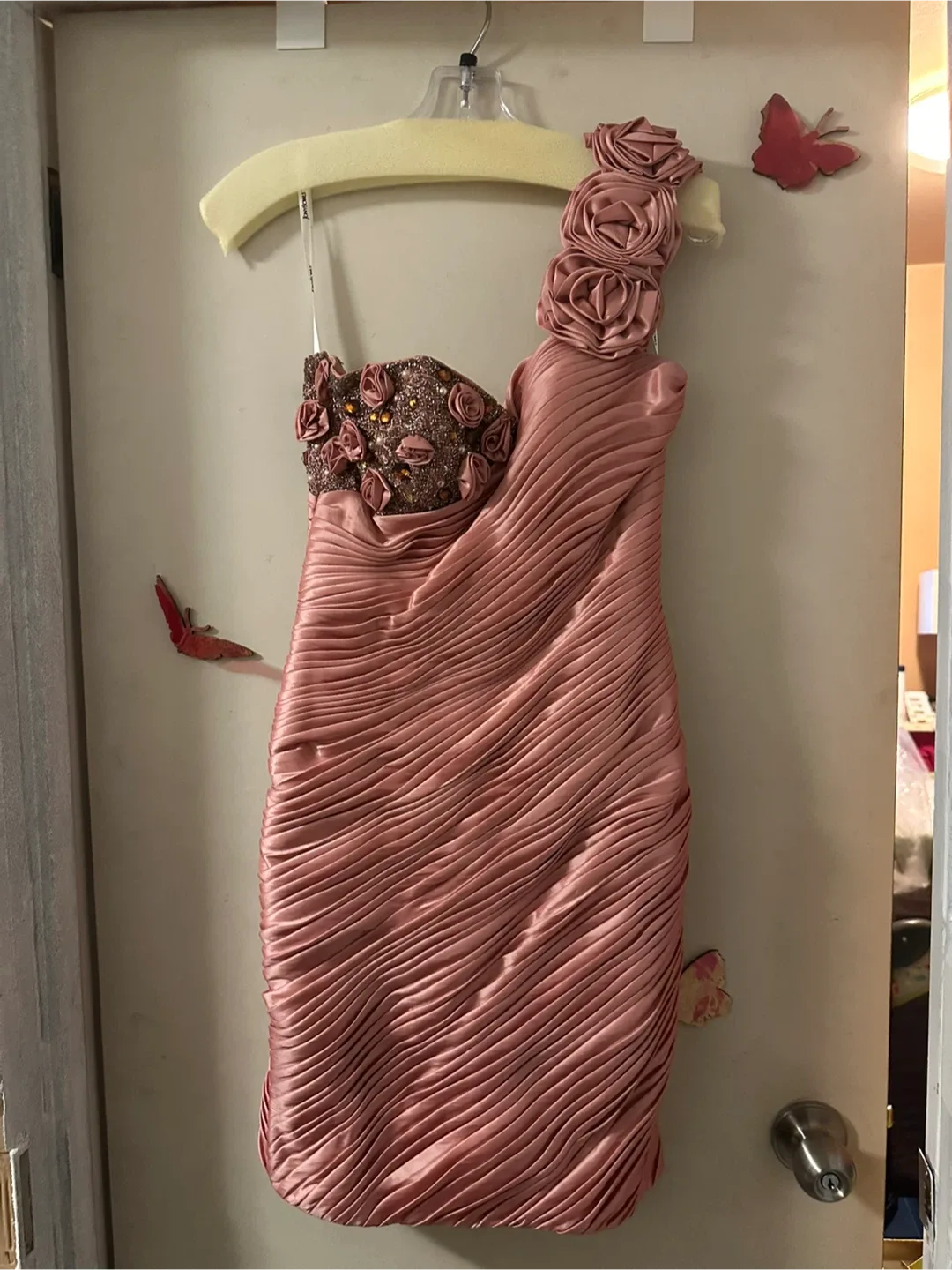 Pink One-Shoulder Cocktail Dress