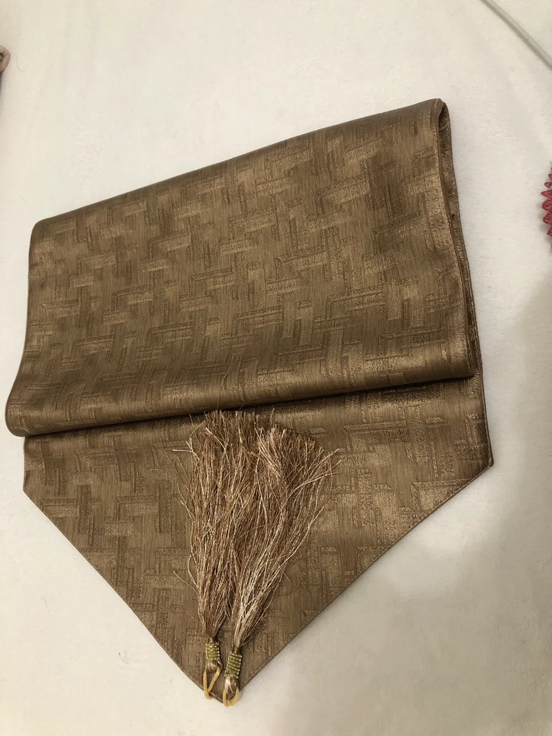 Brown Table Runner with Tassels thumbnail