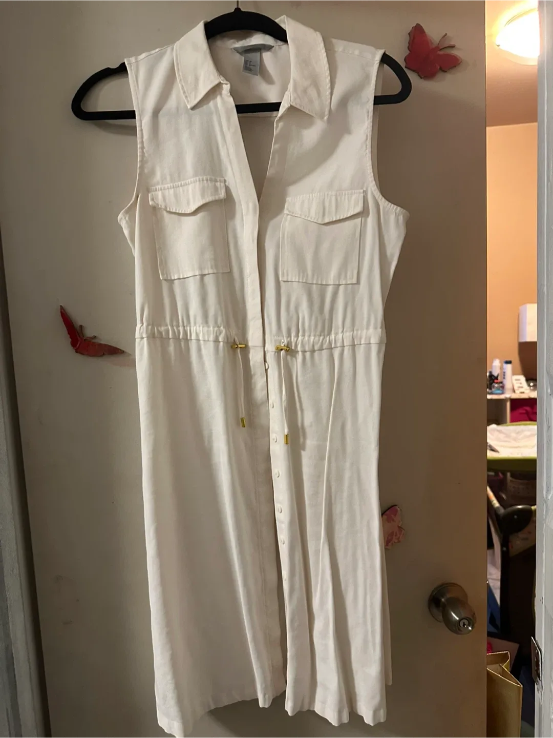 H&M White Sleeveless Dress - Size 8