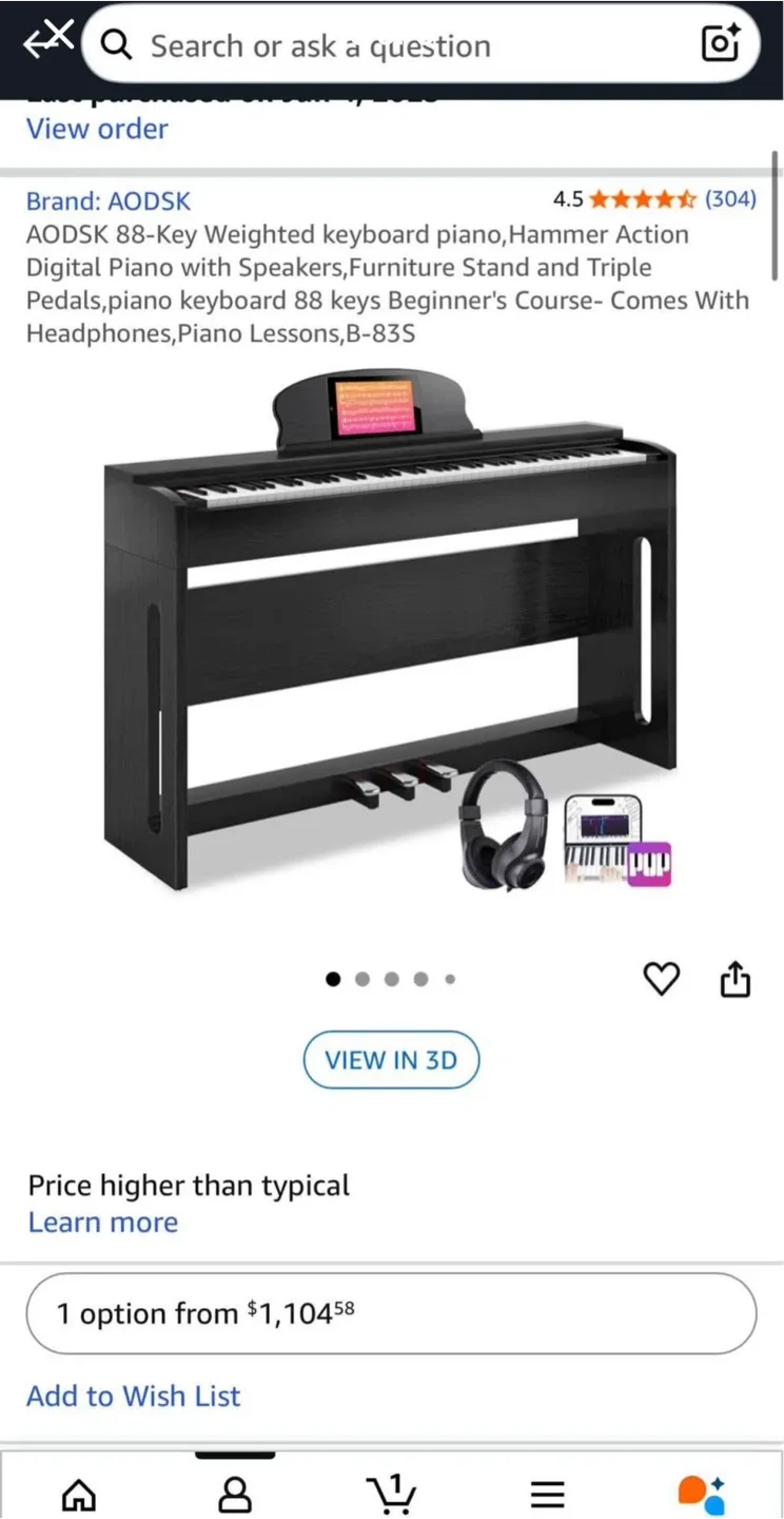 AODSK 88-Key Weighted Keyboard Digital Piano