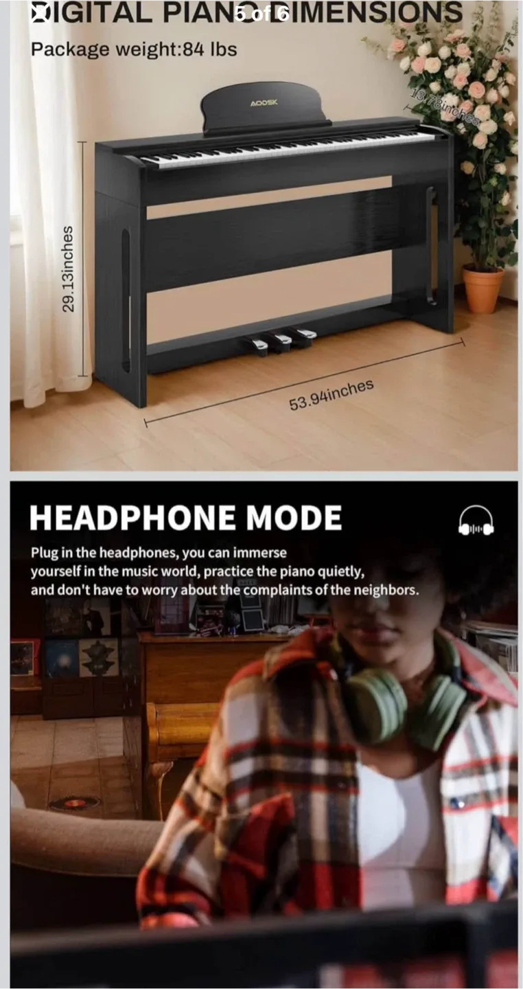 AODSK 88-Key Weighted Keyboard Digital Piano image indicator(3)