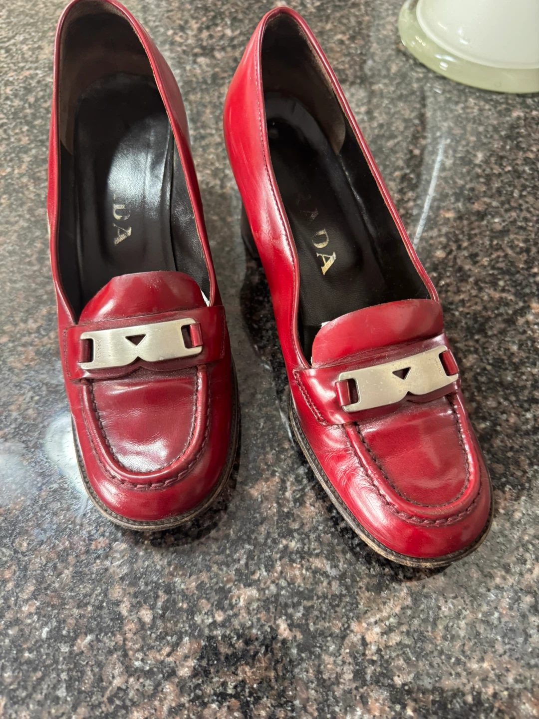 Prada Red Leather Heels - Size 37.5 - photo 2