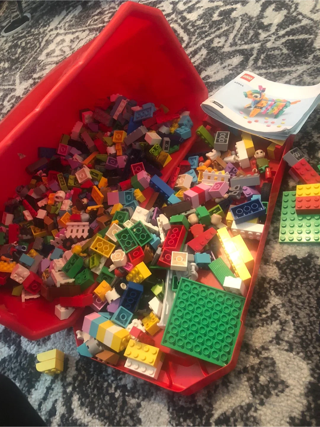 Mixed LEGO Bricks with Red Storage Bin image indicator(2)