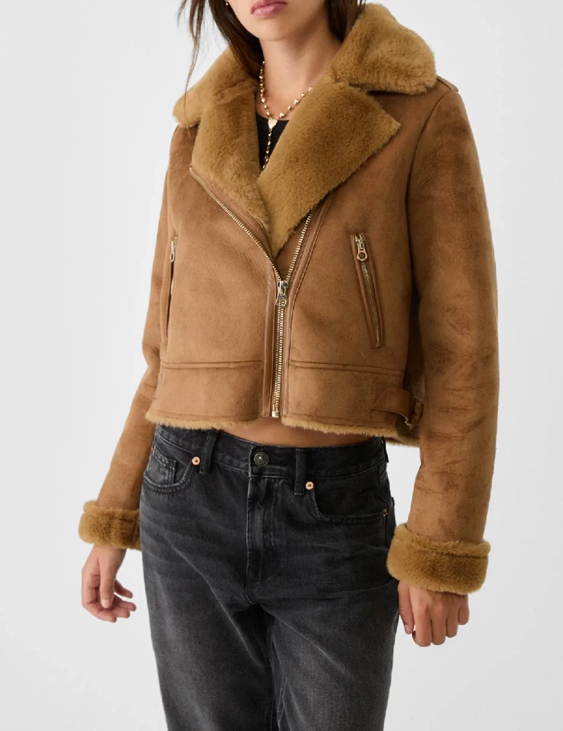 Stradivarius Faux Fur Jacket - Size S