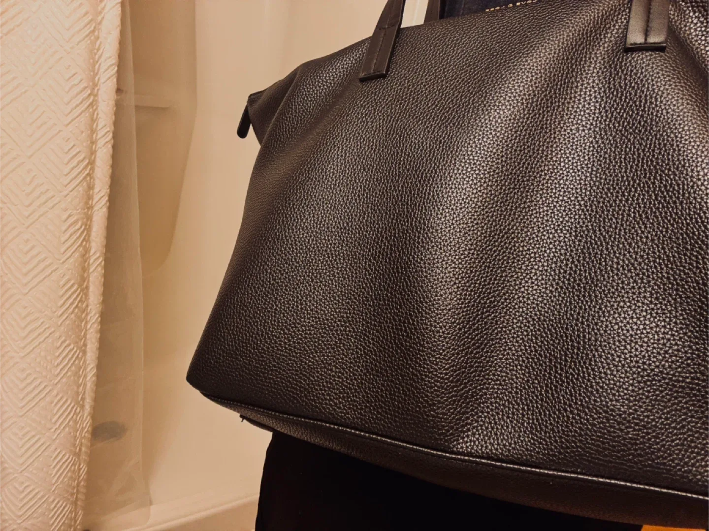 Love & Lore Black Faux Leather Tote Bag image indicator(5)