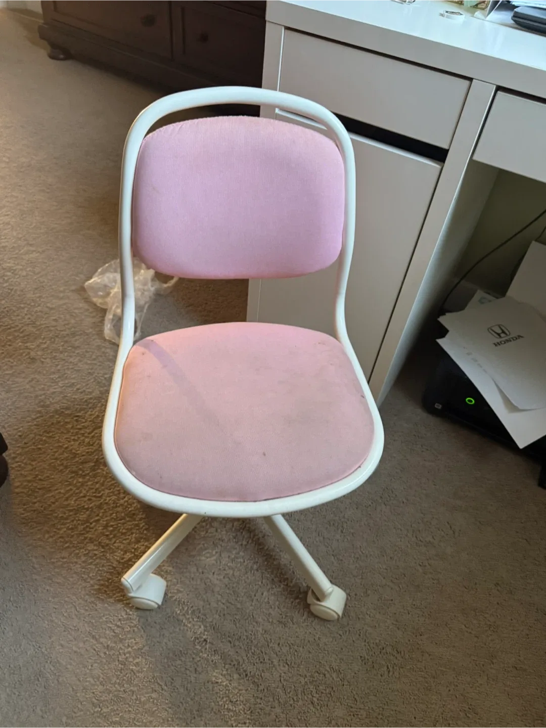 Pink & White Swivel Desk Chair