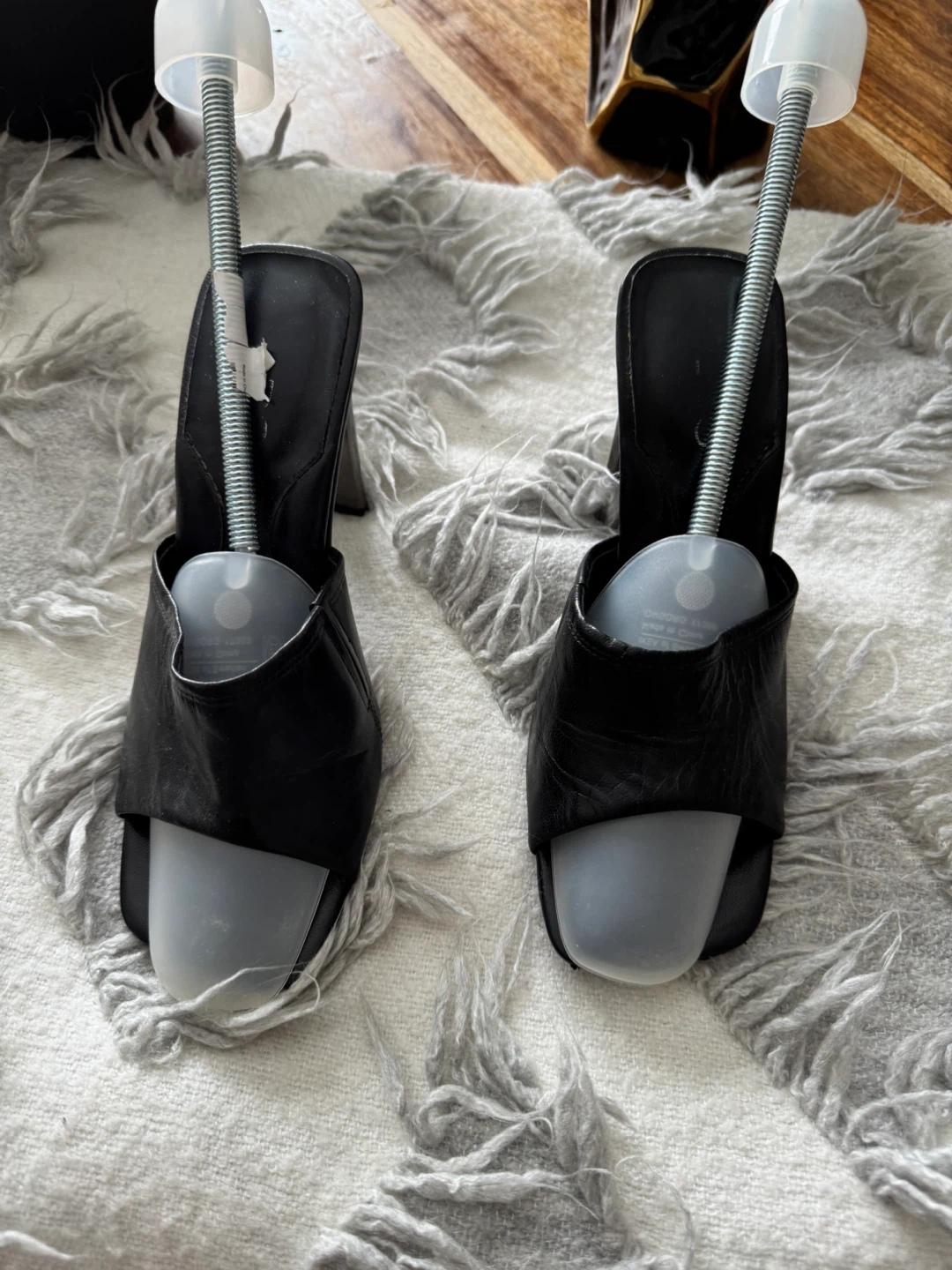 Black Leather Mules, Size 8 - photo 2
