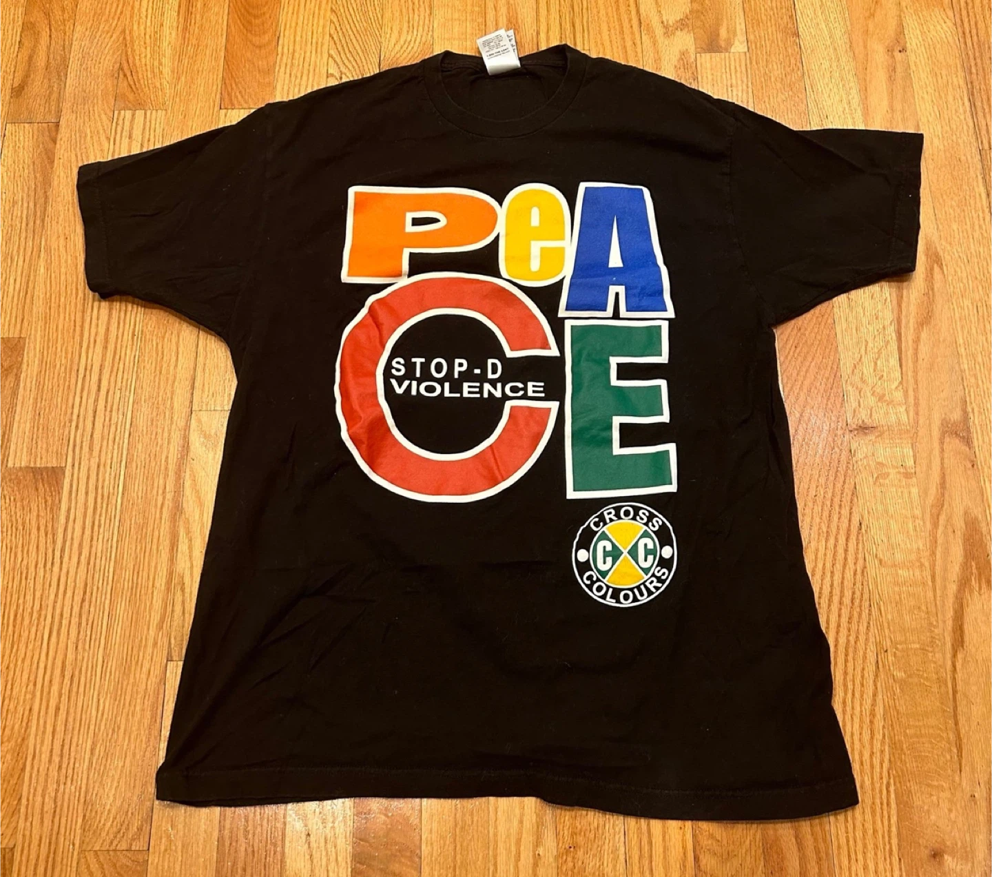 Cross Colours Peace Stop-D Violence Black Tee - XL