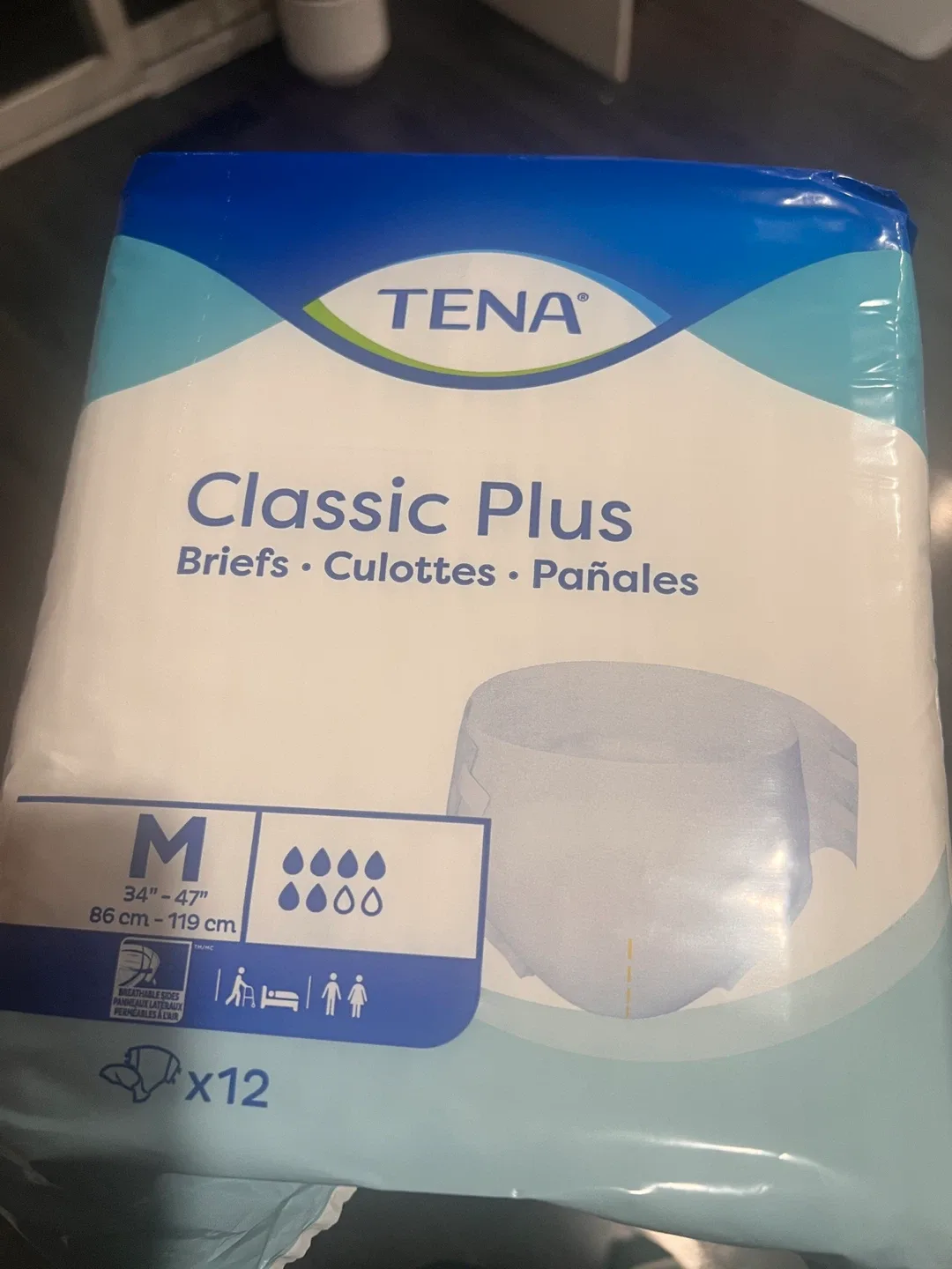 Tena Classic Plus Briefs, Size M (34-47")