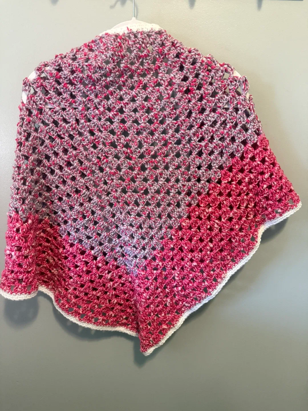 Handmade Crocheted Shawl - Pink & Grey image indicator(2)