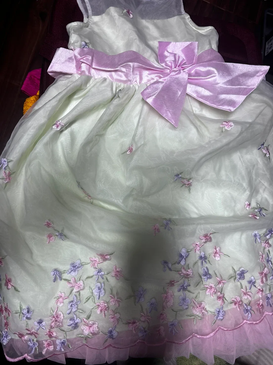 White and pink Embroidery frock image indicator(2)