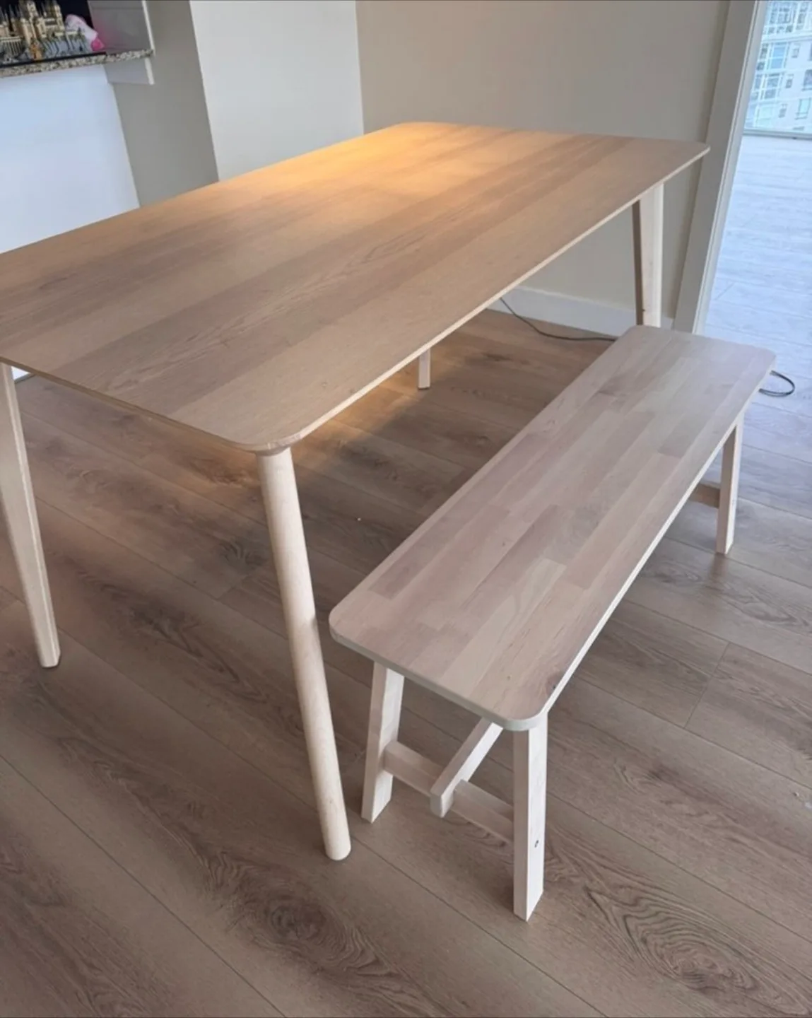 Can deliver—Ikea Lisabo table and Norraker bench.