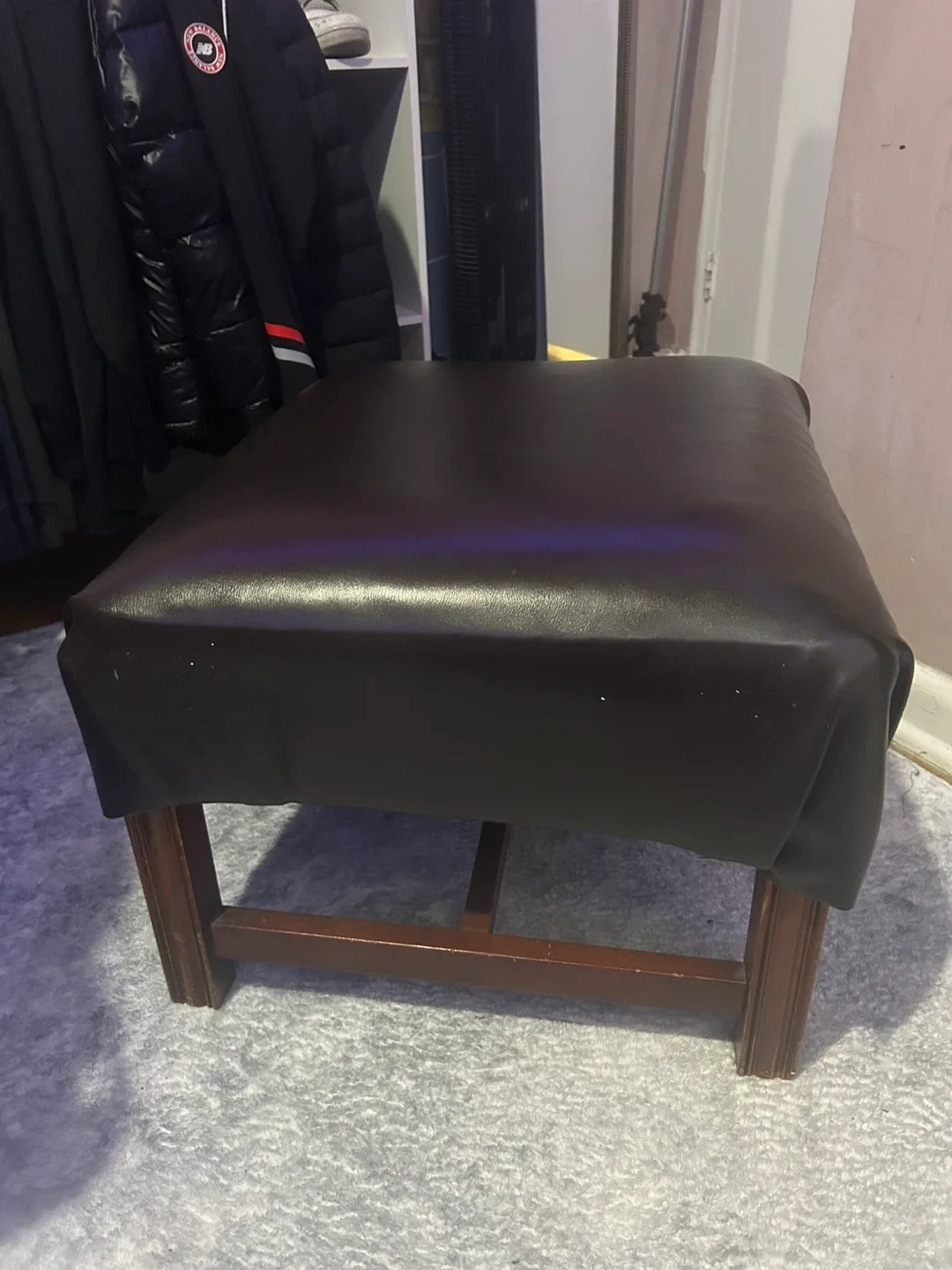 Selling 2 Brown Leather Ottoman Footstool image indicator(2)