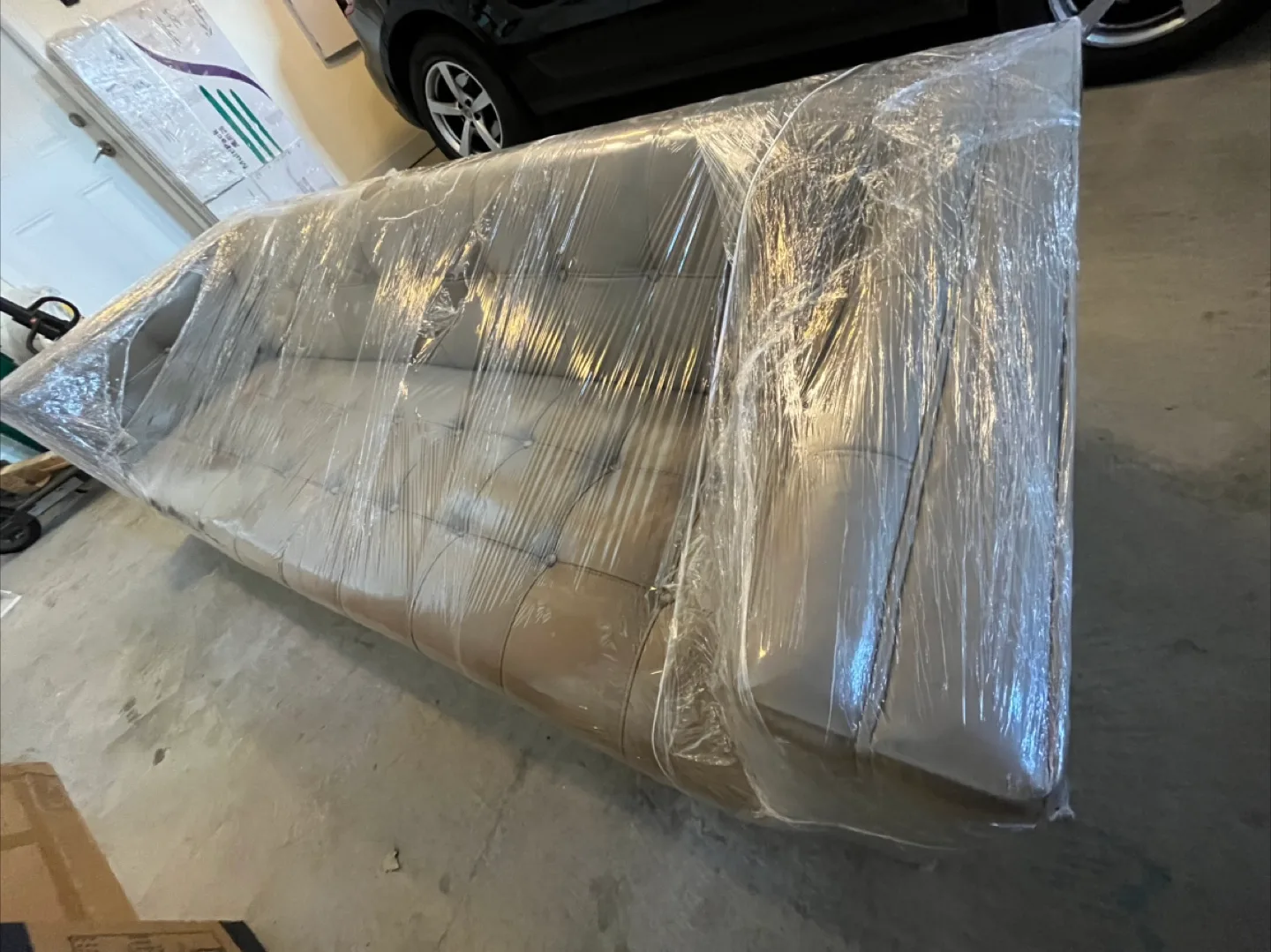 Modern Beige Leather Tufted Sofa! image indicator(3)