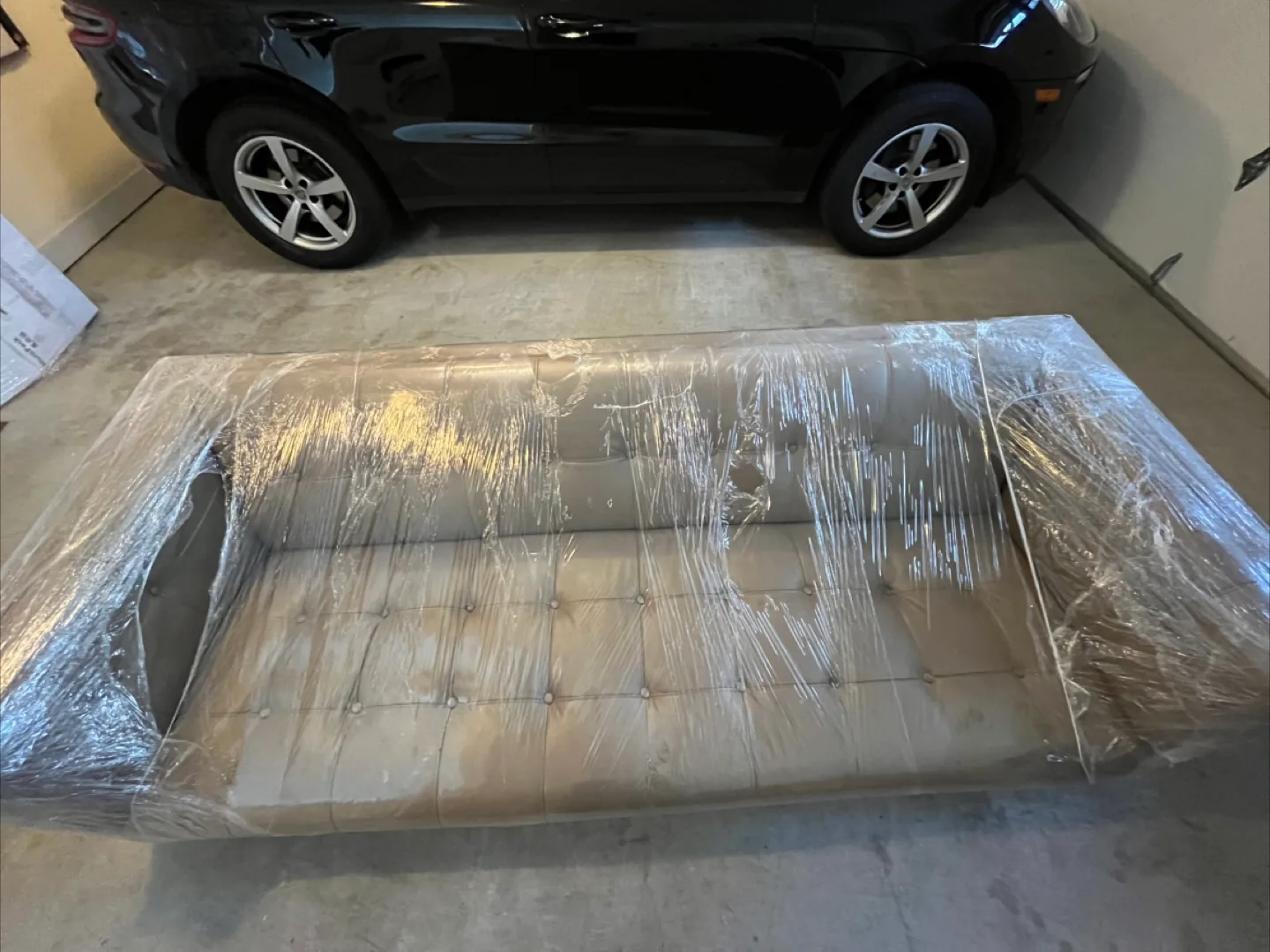 Modern Beige Leather Tufted Sofa! image indicator(2)