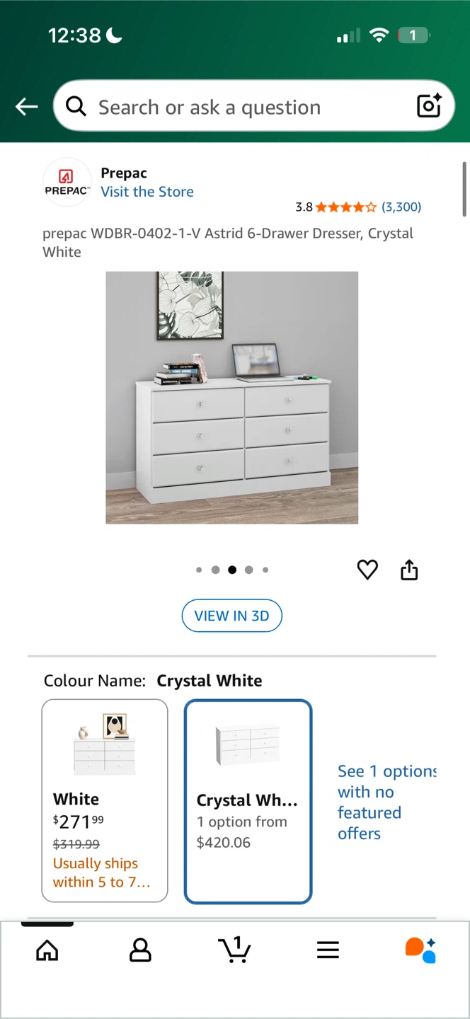 Astrid 6-Drawer Dresser - Crystal White