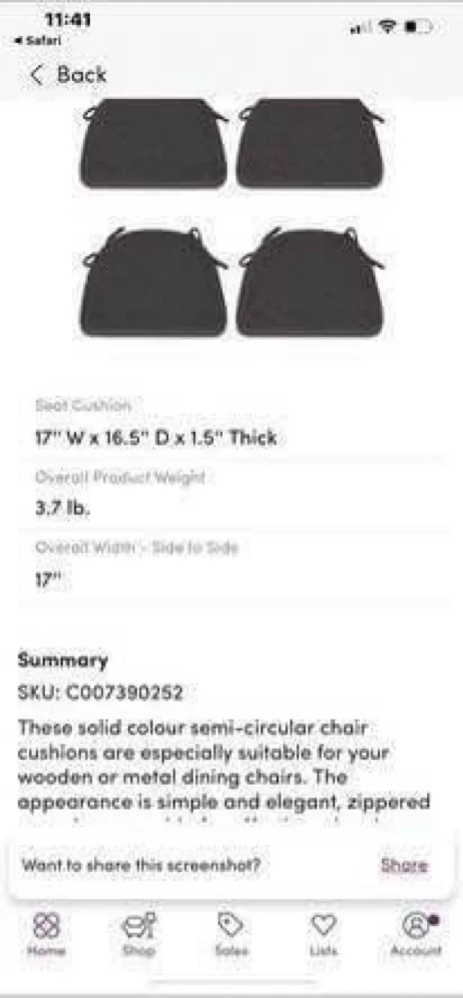 Brand new 4 - Piece Chair Pad 17'' W x 16.5'' D image indicator(3)