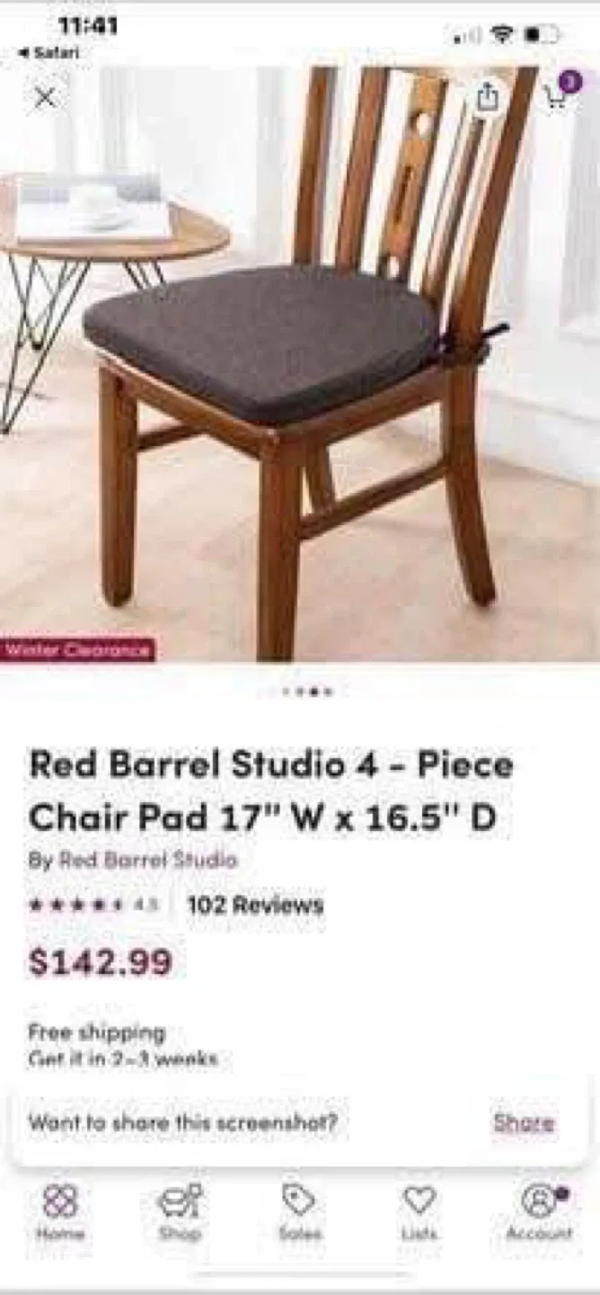 Brand new 4 - Piece Chair Pad 17'' W x 16.5'' D image indicator(2)