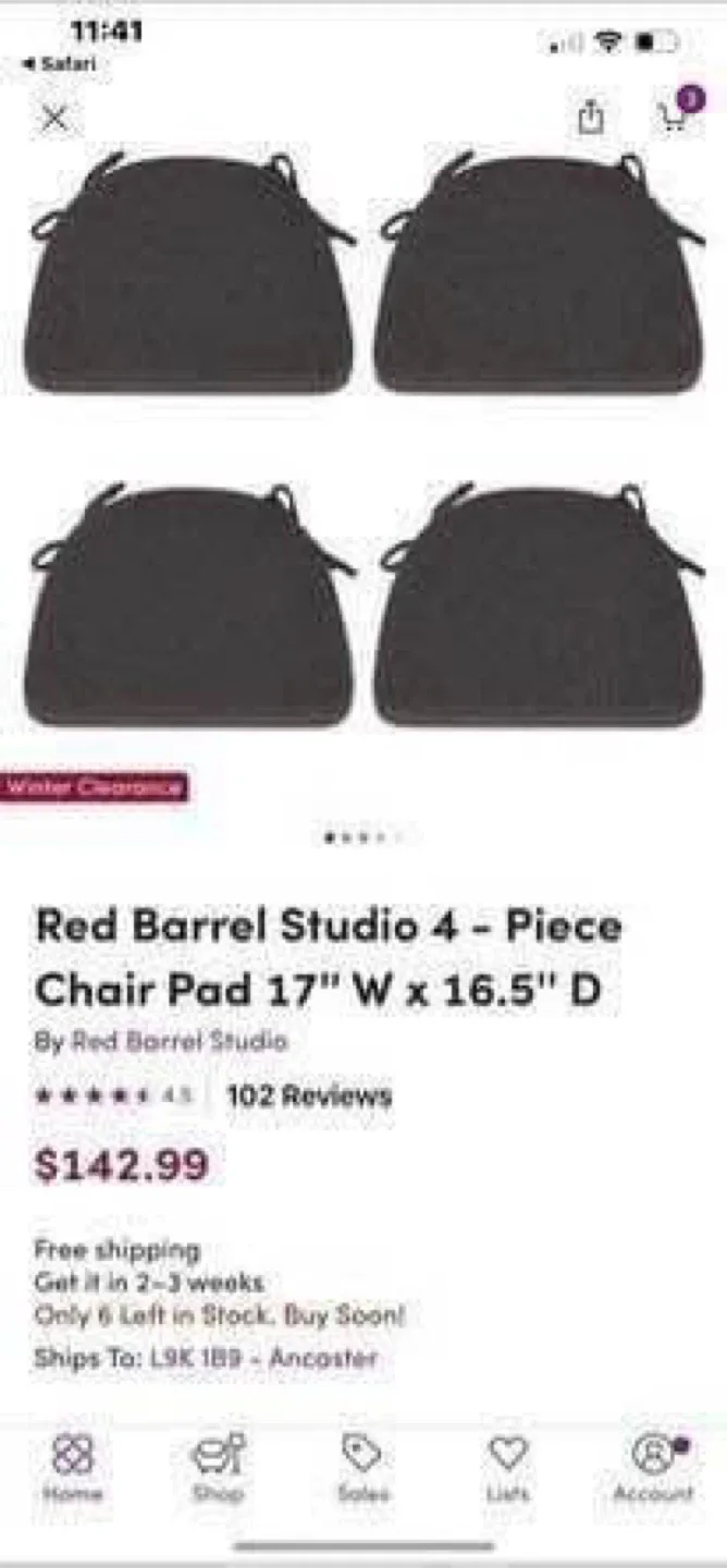 Brand new 4 - Piece Chair Pad 17'' W x 16.5'' D