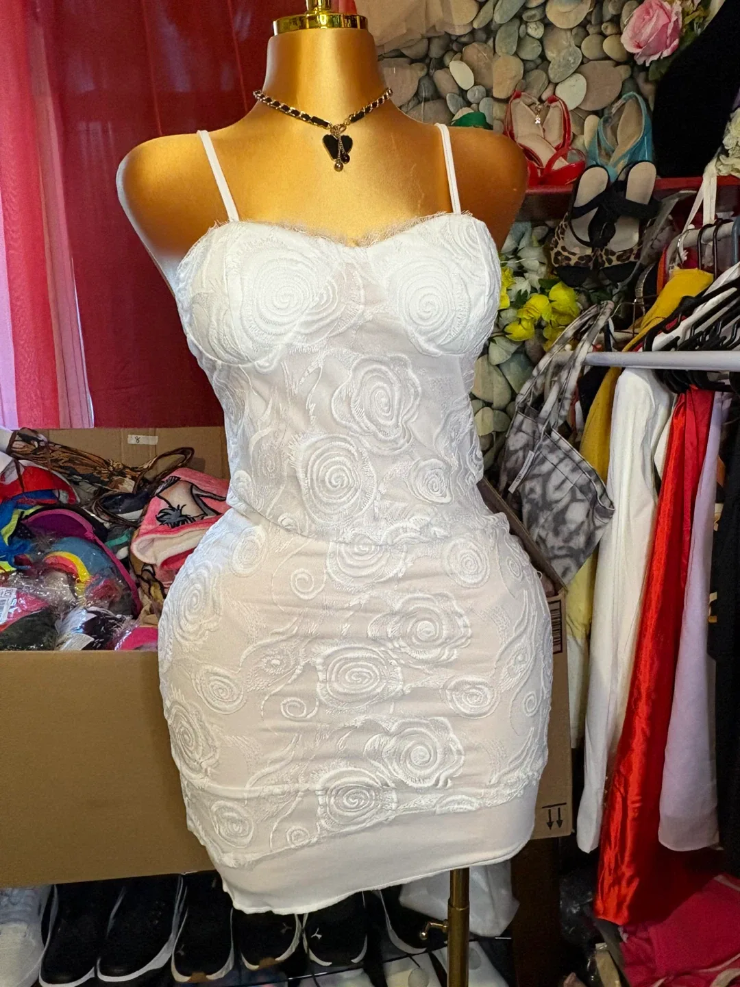 White Floral Mini Dress thumbnail