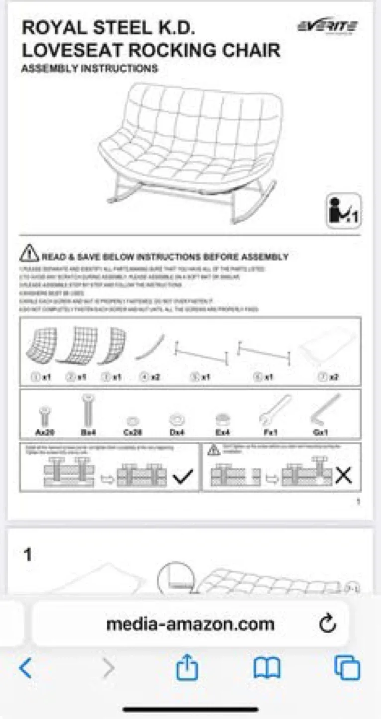 Brand new and not assembled Steel Outdoor Loveseat Rocker Chair image indicator(4)