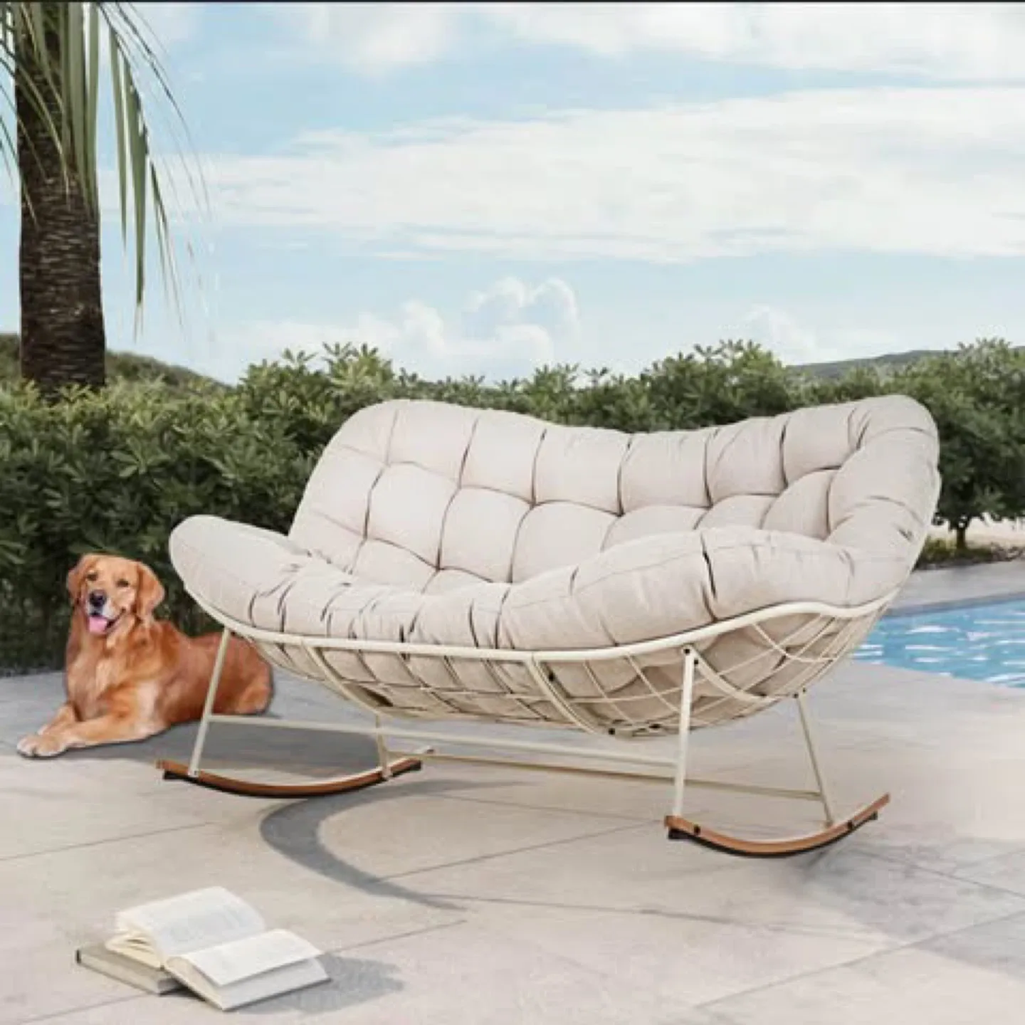 Brand new and not assembled Steel Outdoor Loveseat Rocker Chair