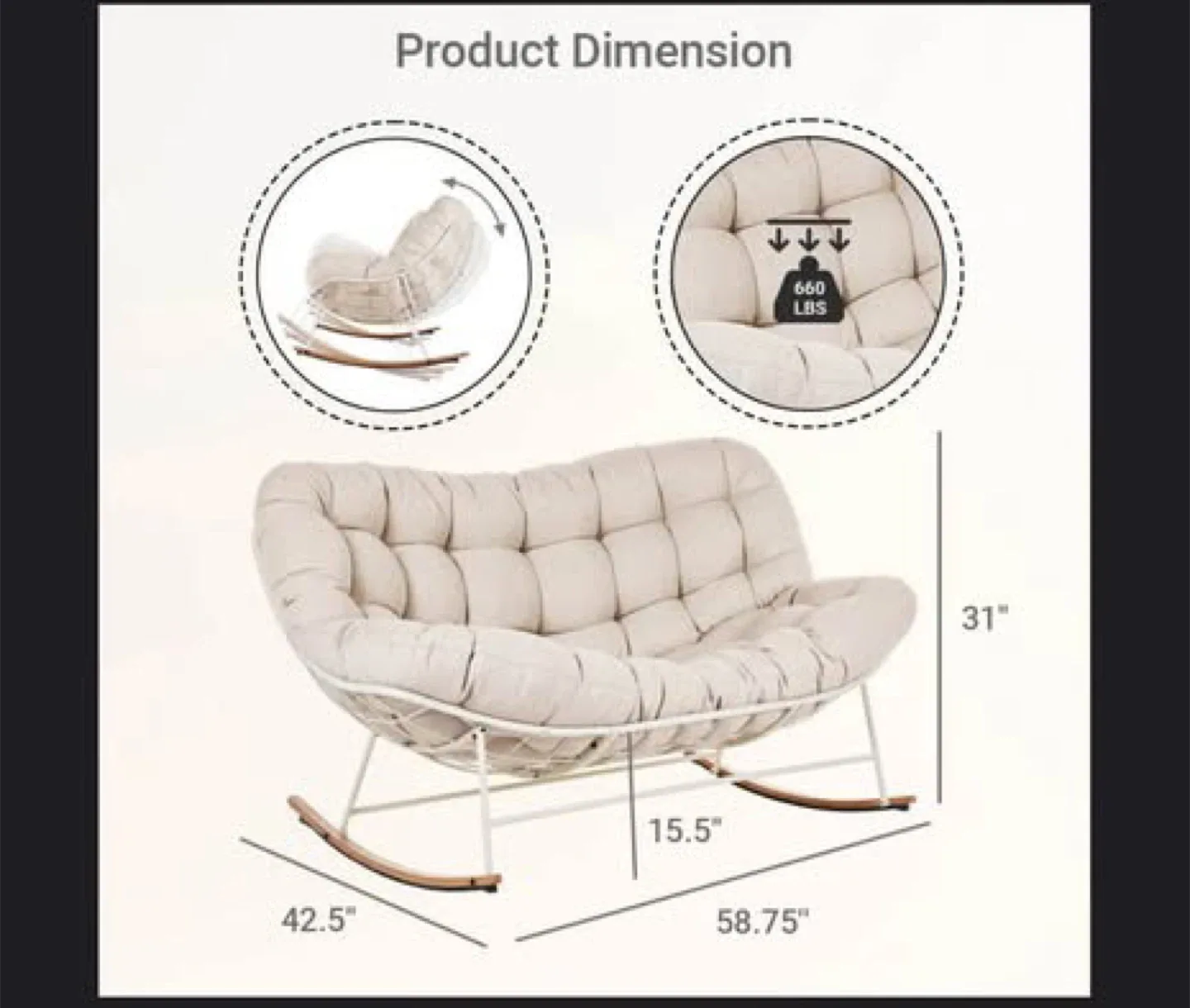 Brand new and not assembled Steel Outdoor Loveseat Rocker Chair image indicator(3)