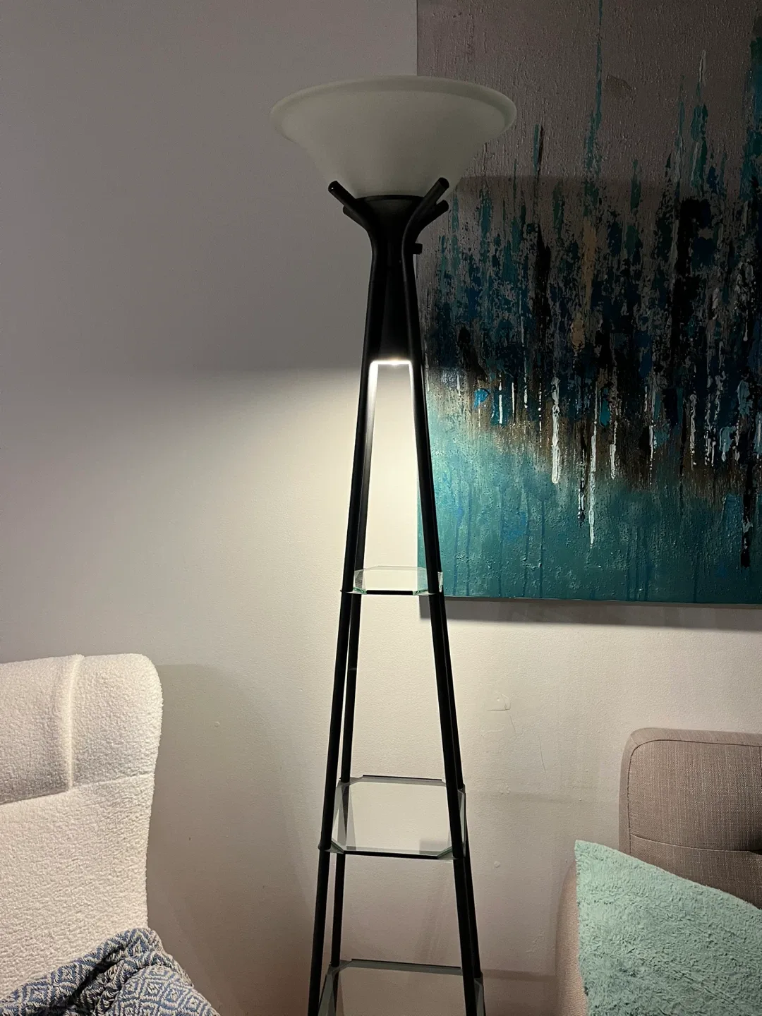 Black Floor Lamp with Shelves image indicator(6)