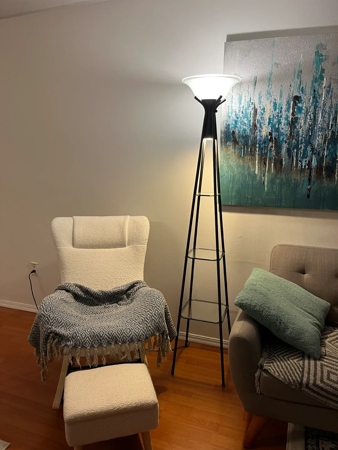 Black Floor Lamp with Shelves image indicator(9)
