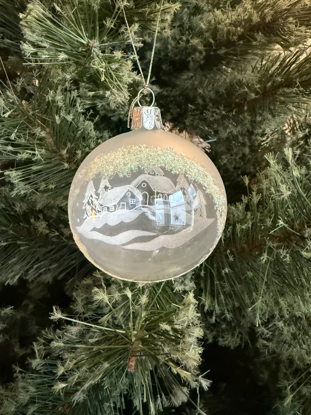 German Glass Snowscape Ornament