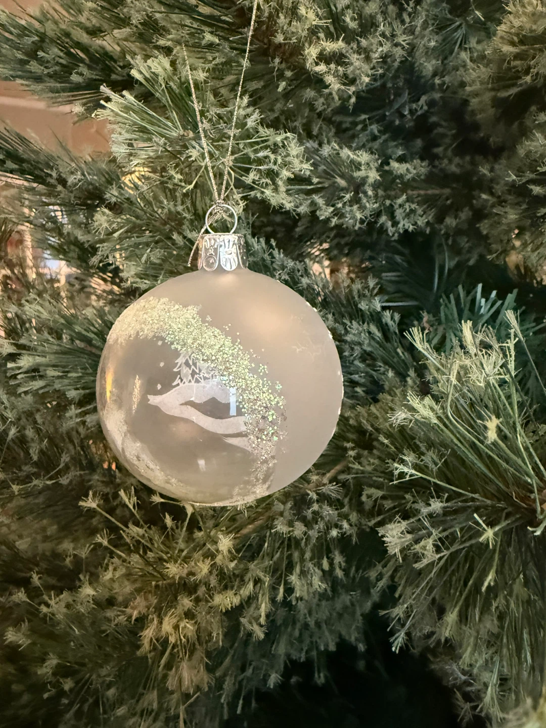 German Glass Snowscape Ornament - photo 3