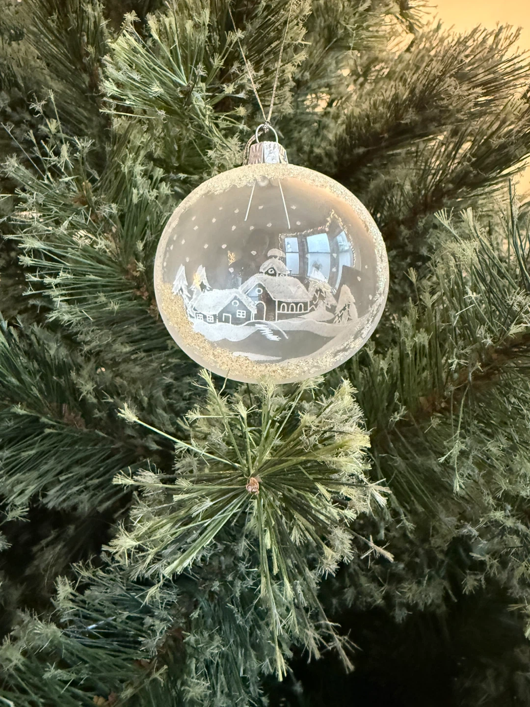German Glass Snowscape Ornament - photo 4