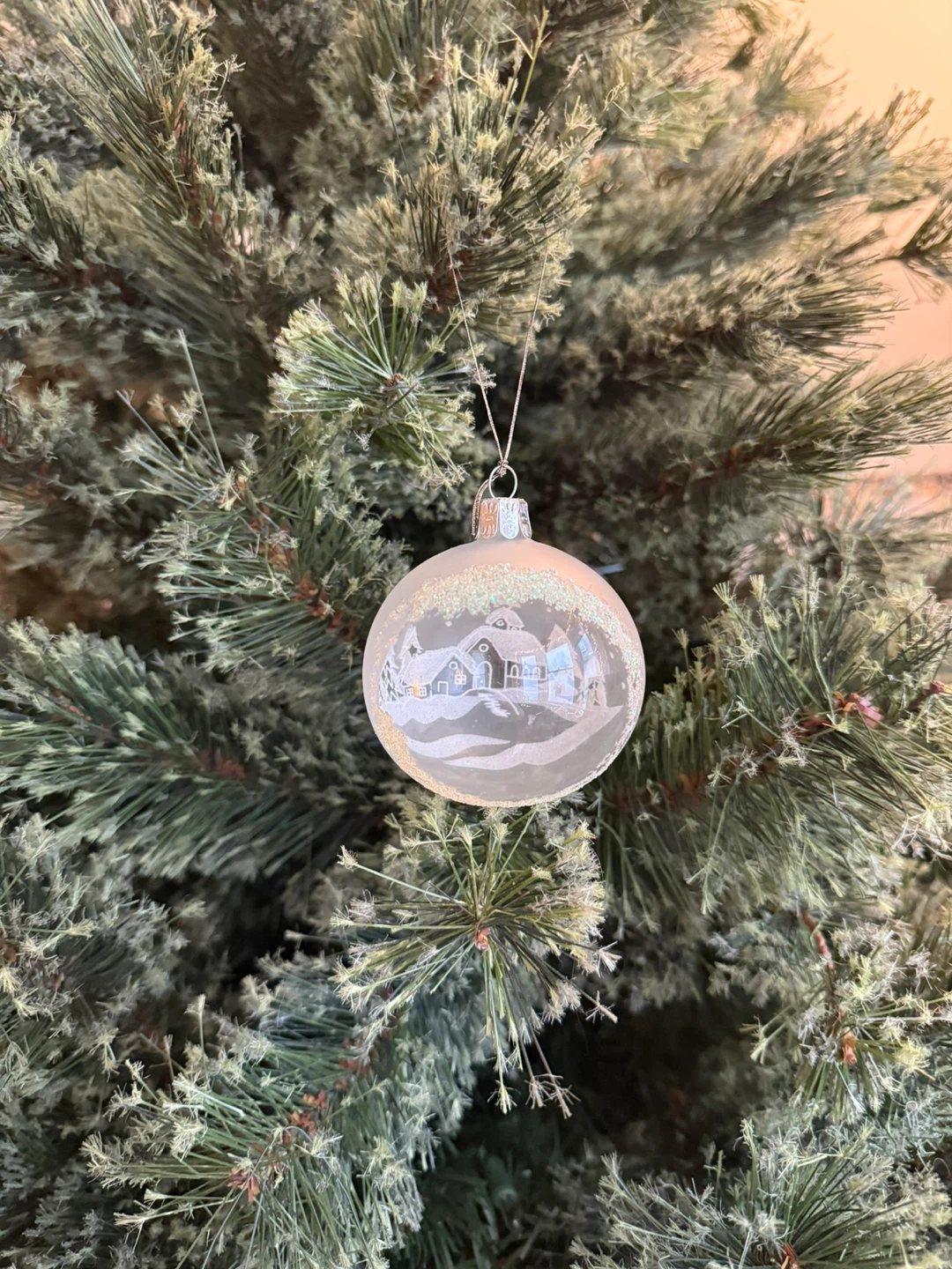 German Glass Snowscape Ornament - photo 5
