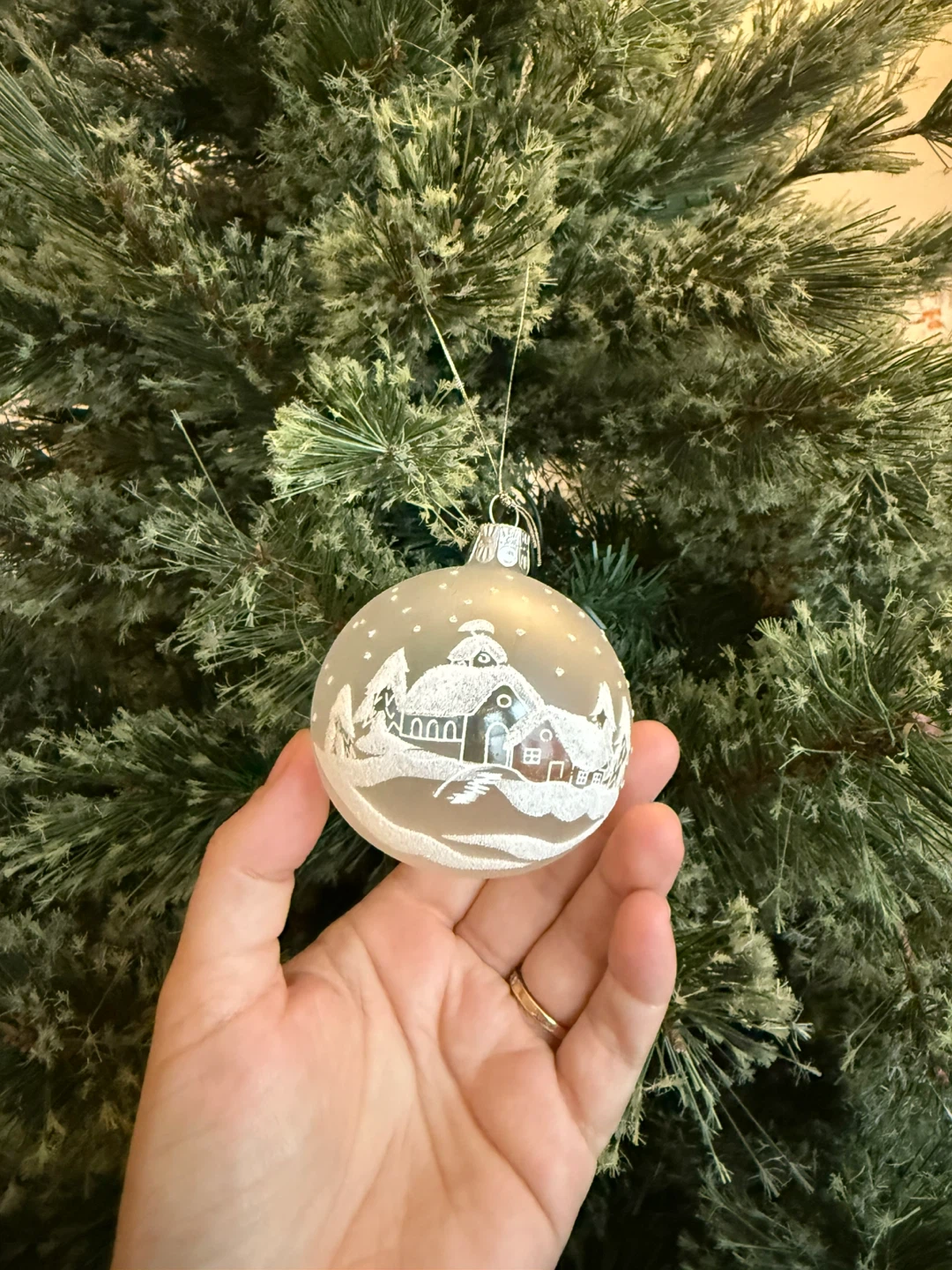 German Glass Snowscape Ornament - photo 2