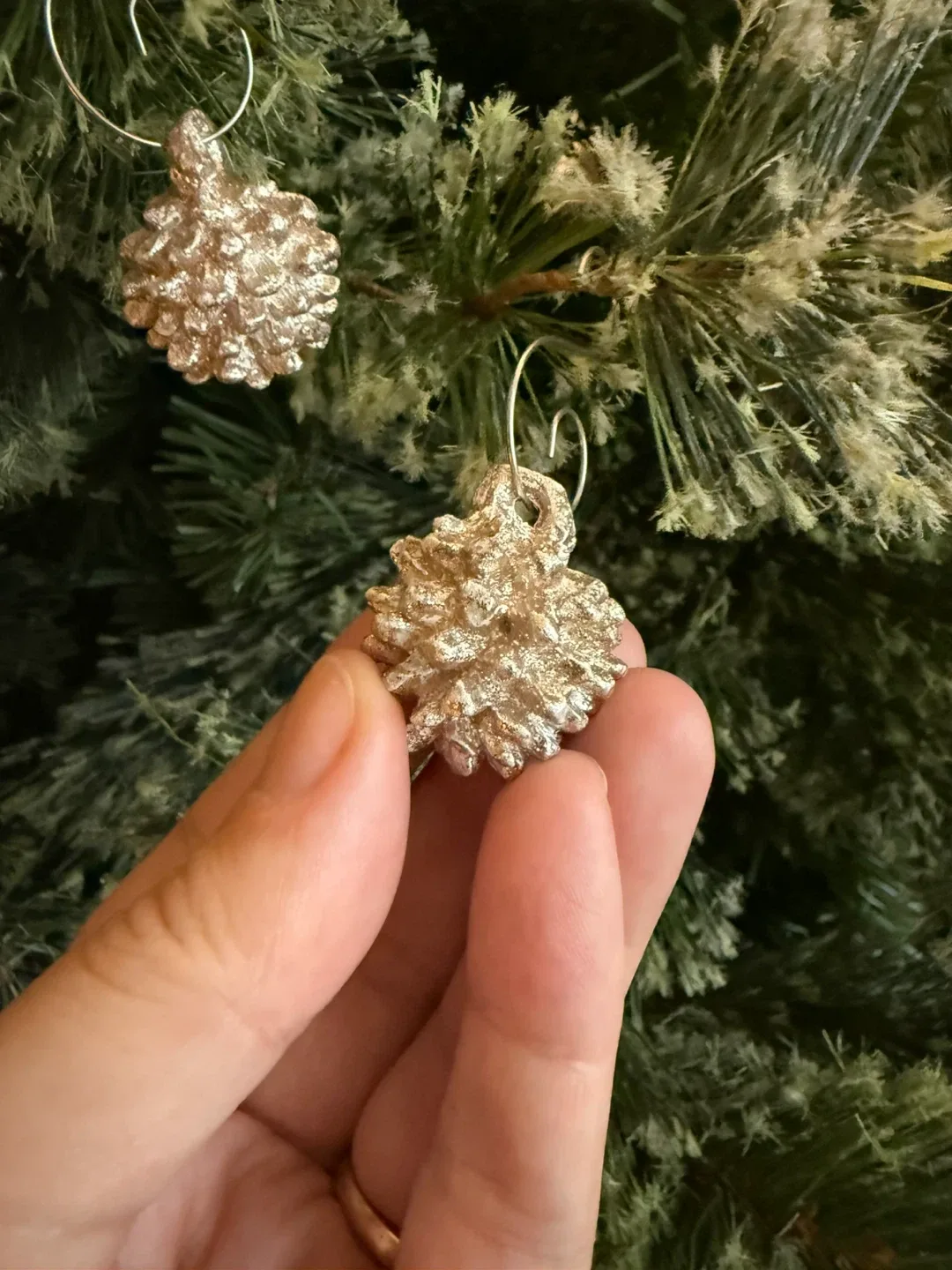 Tiny gold sparkle pinecones ornaments image indicator(2)