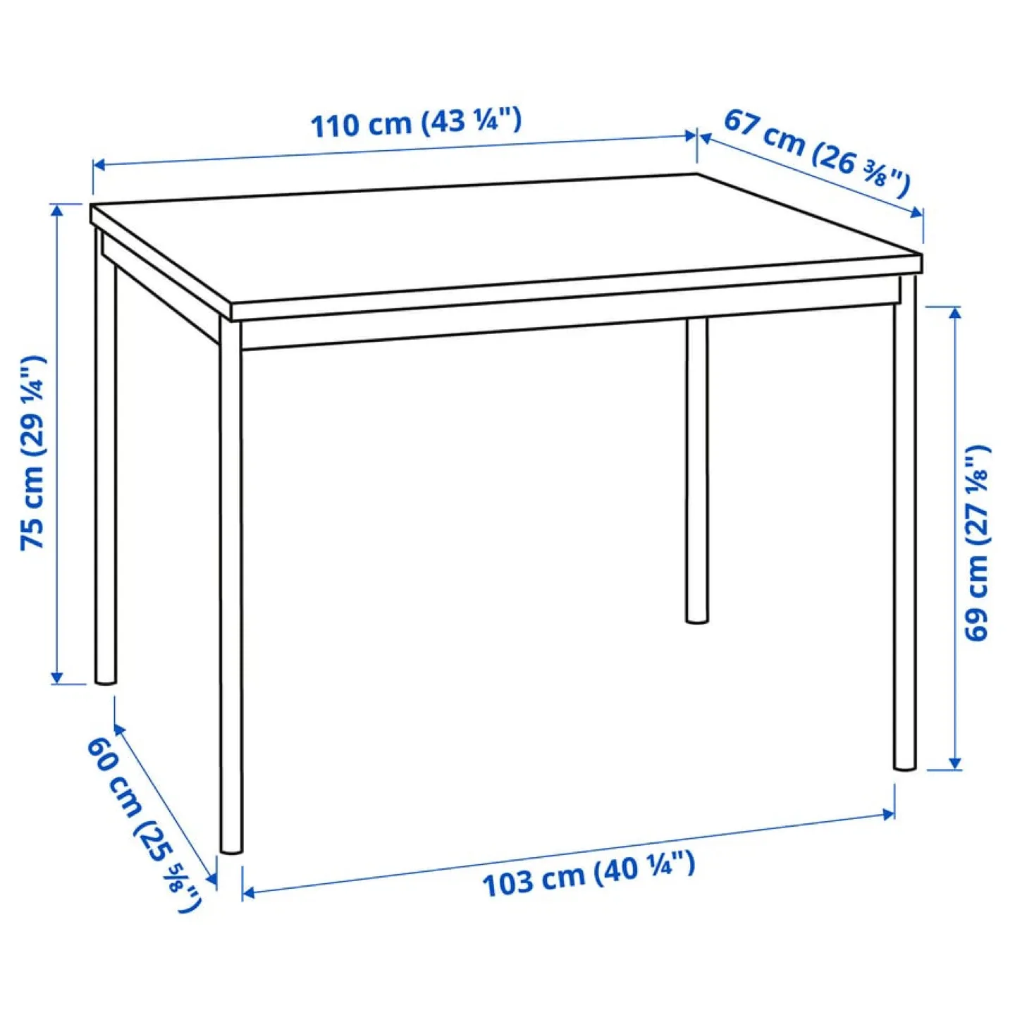 IKEA Sandsberg Table, Black, 110x67 cm image indicator(3)