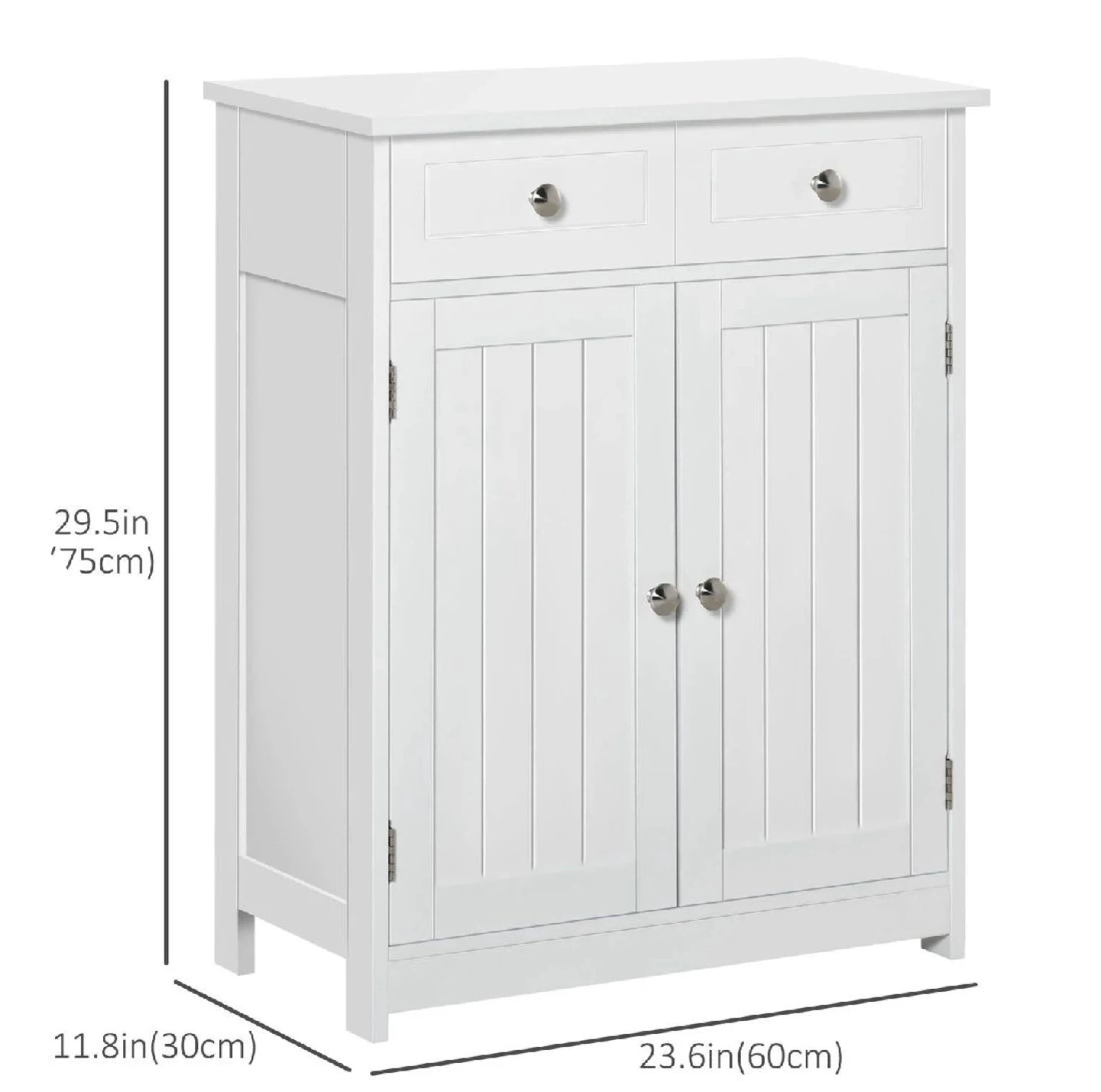 White Bathroom Storage Cabinet with Drawers - photo 2