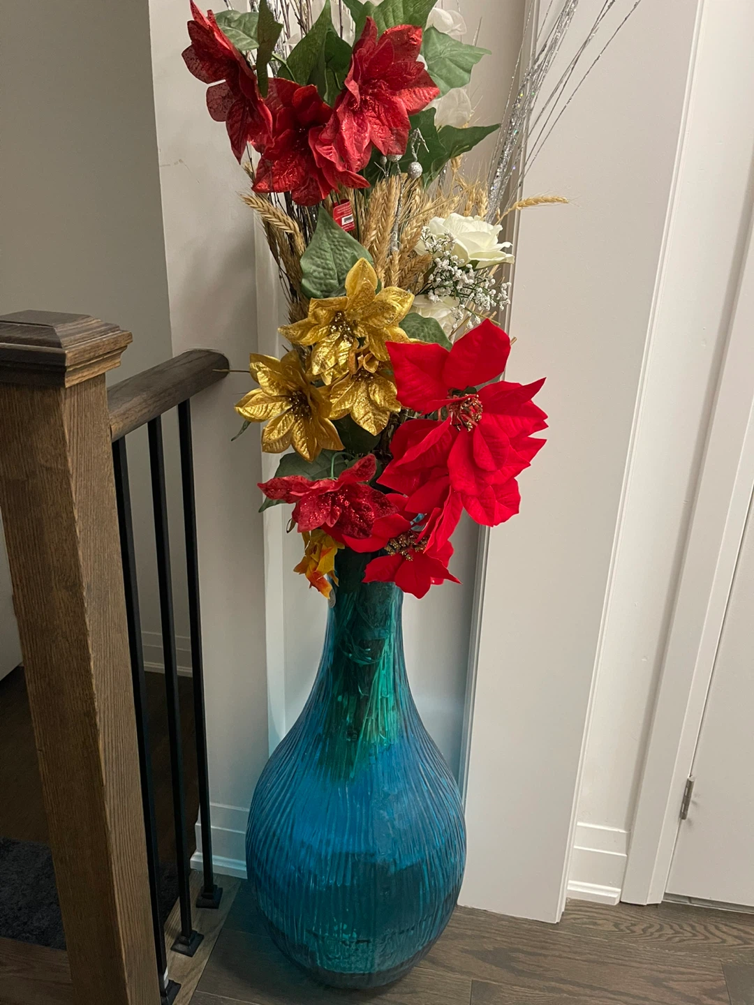 Decorative Floral Arrangement in Blue Vase - photo 2