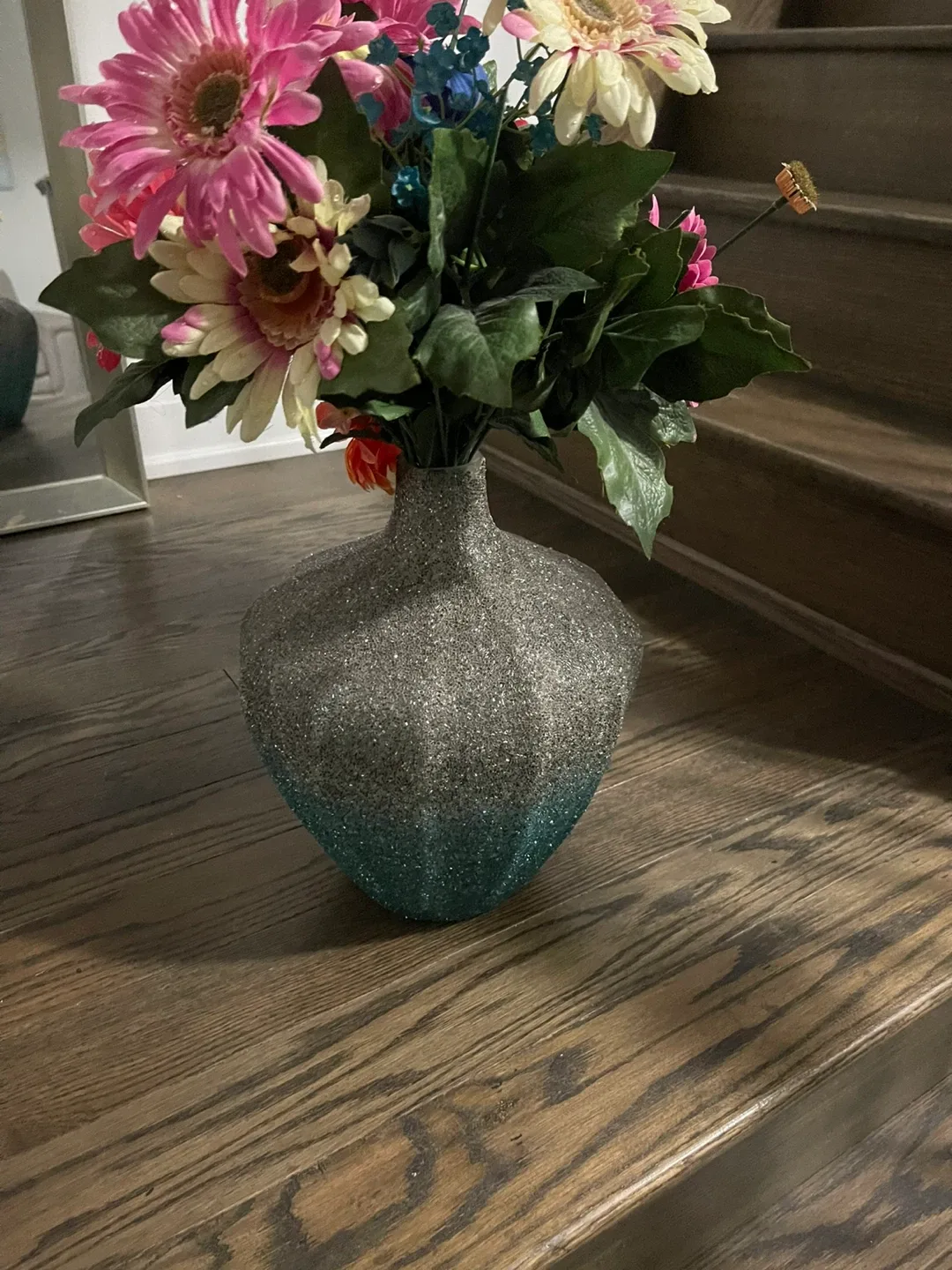 Decorative Vase, Silver/Blue