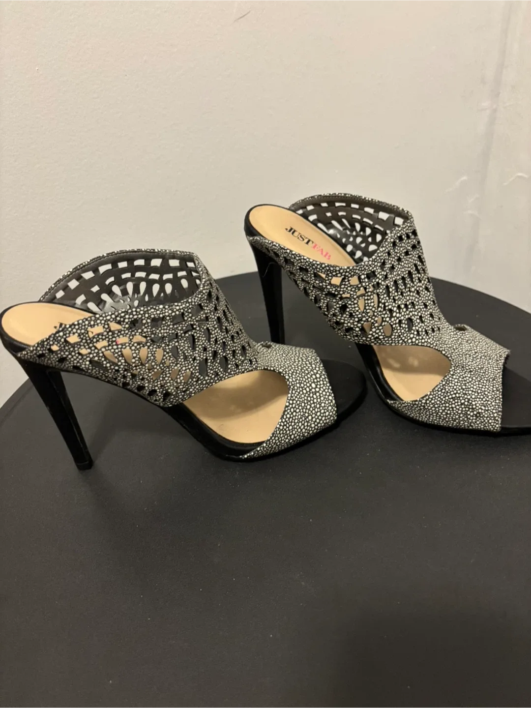 JustFab Black & White Heels - Size 10