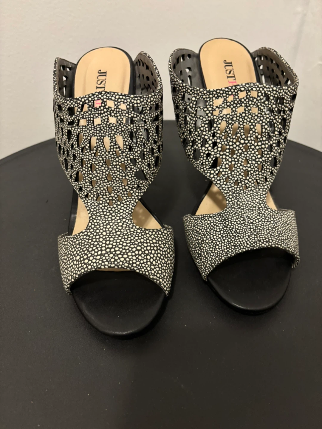 JustFab Black & White Heels - Size 10 - photo 2
