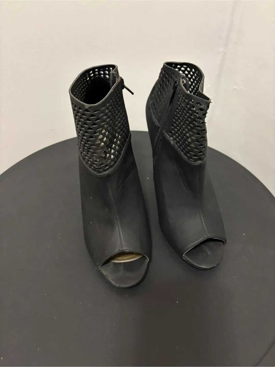 Black Peep-Toe Heels