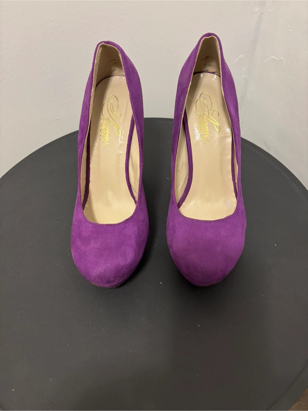 Purple Suede Wedge Heels, Size 10 - photo 2