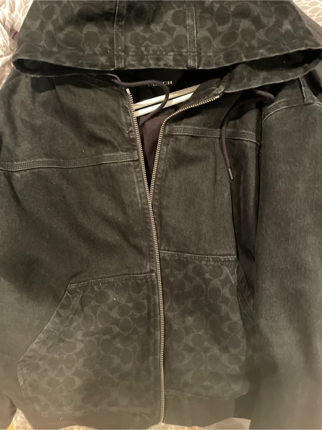 Coach Black Denim Signature Print Hoodie thumbnail