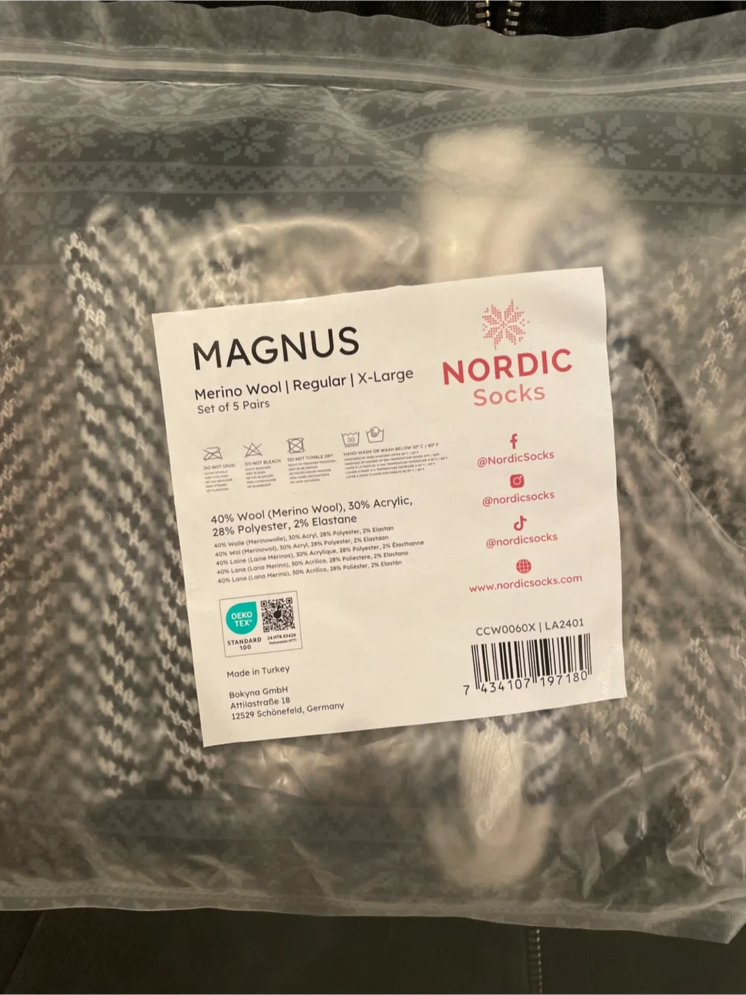 MAGNUS Nordic Socks - Merino Wool, X-Large, Set of 5 thumbnail