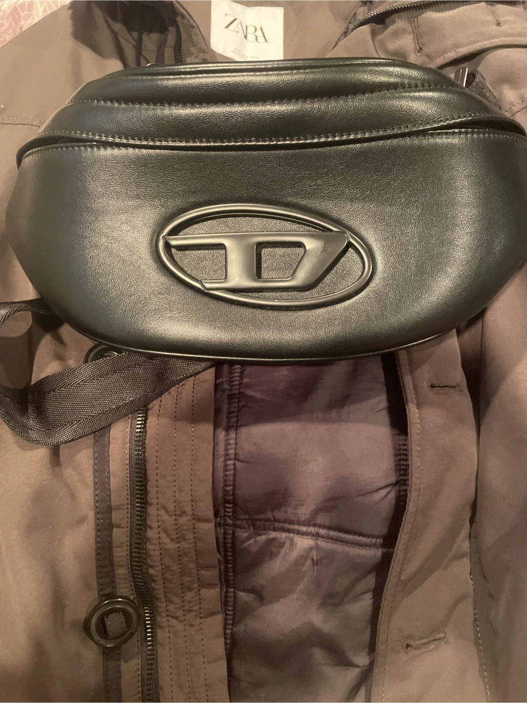 Diesel Black Leather Belt Bag
