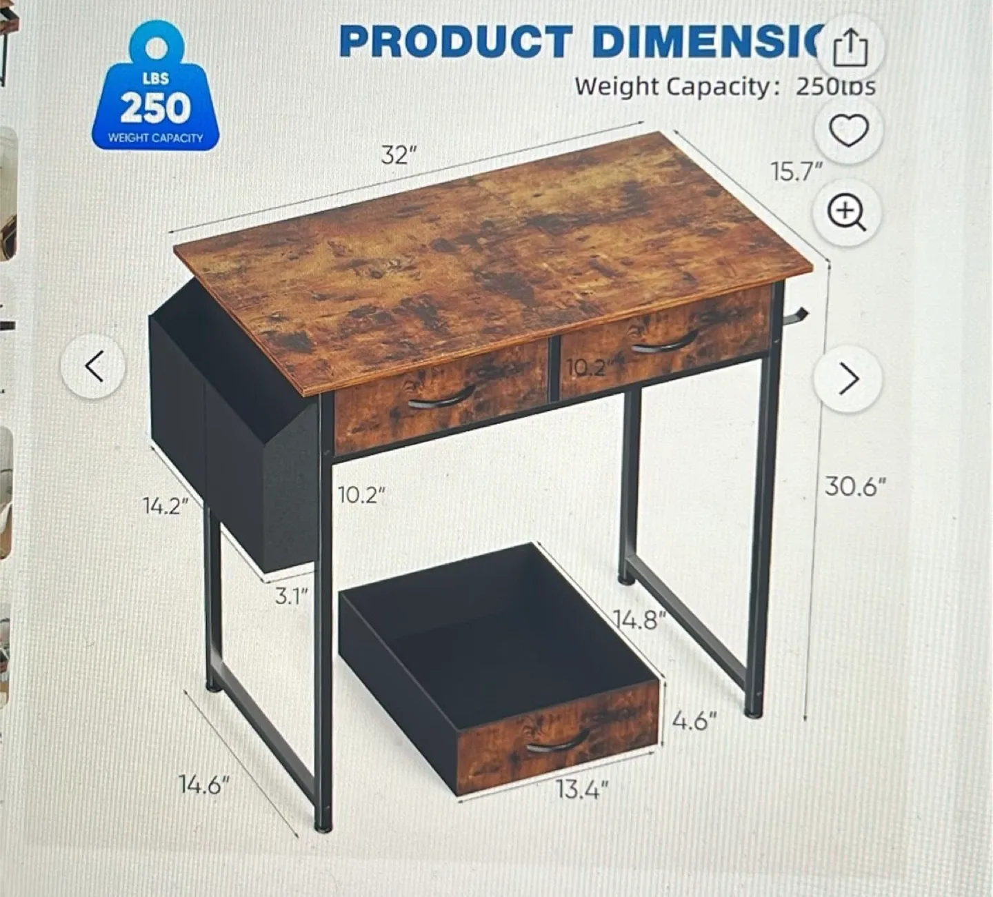 Rustic Brown Desk with 2 Drawers image indicator(2)