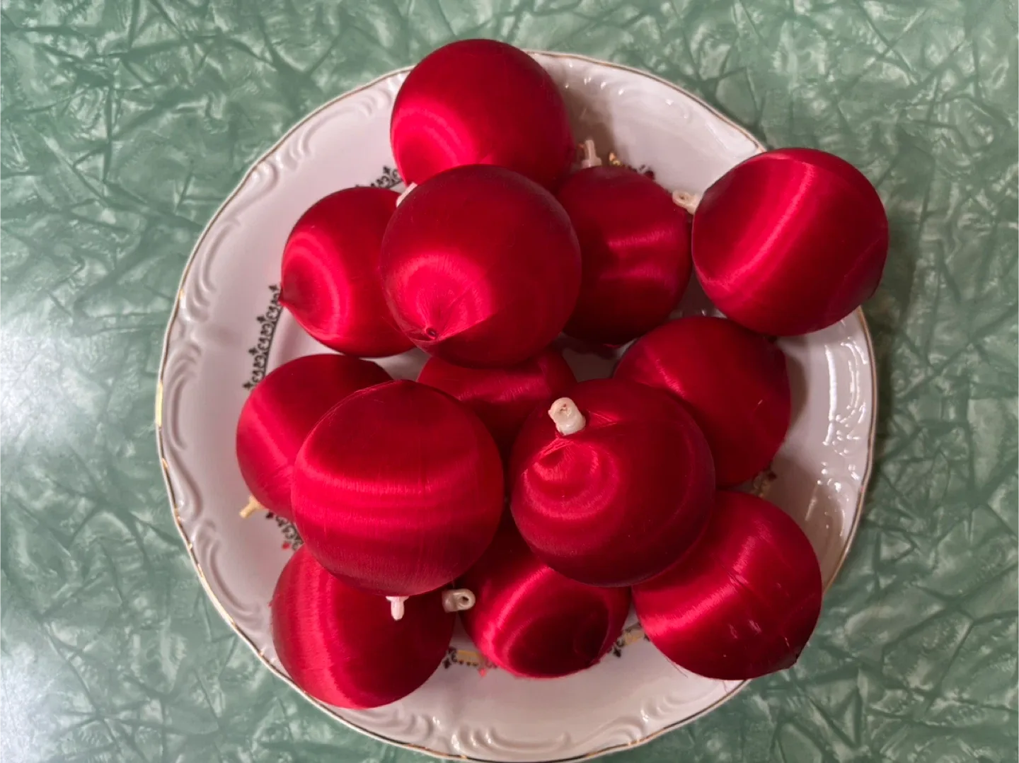 Vintage Satin Red Christmas Ornaments - Set of 13 thumbnail