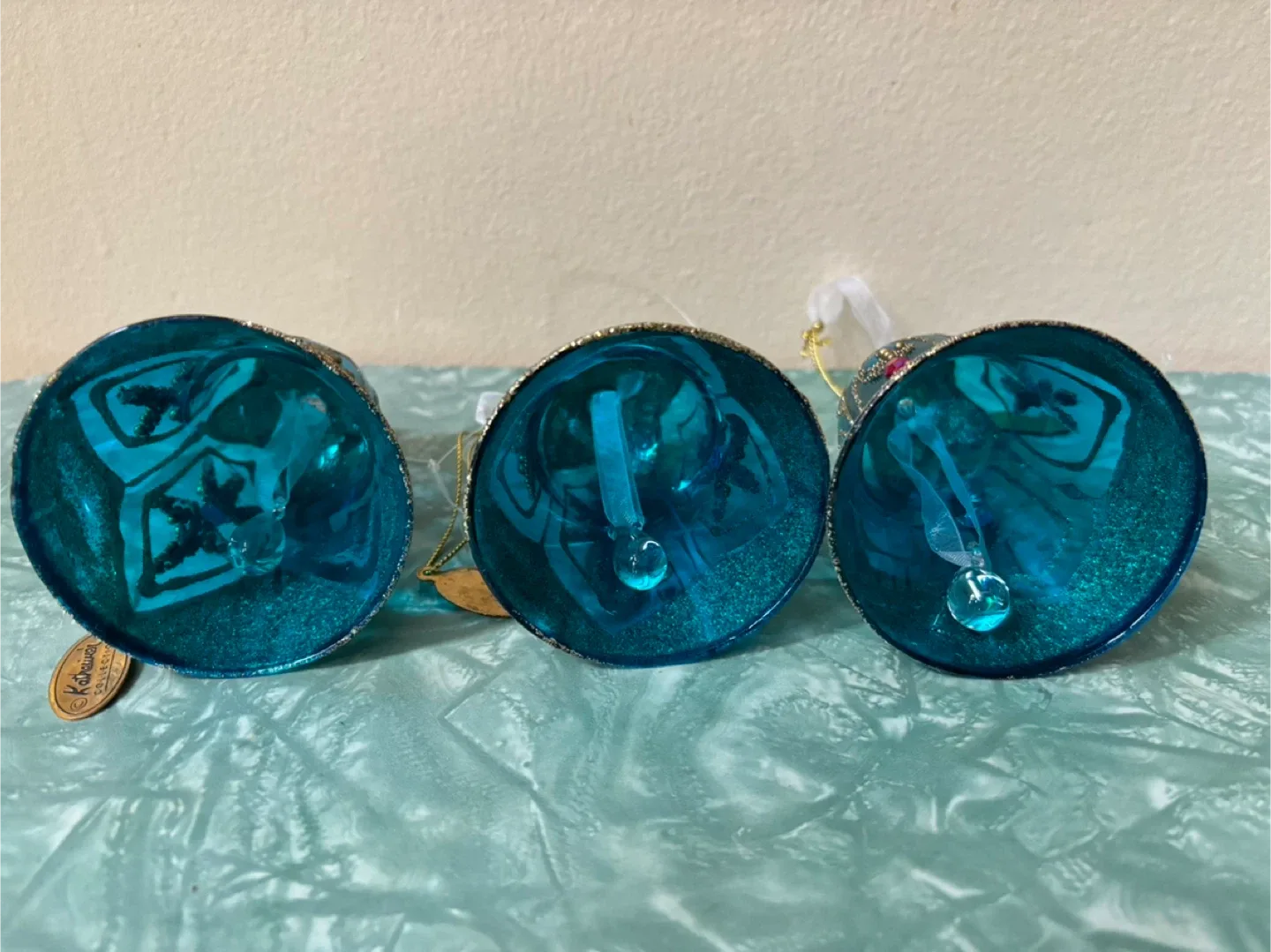 Katharine's Collection Teal & Gold Bell Ornament Set image indicator(2)